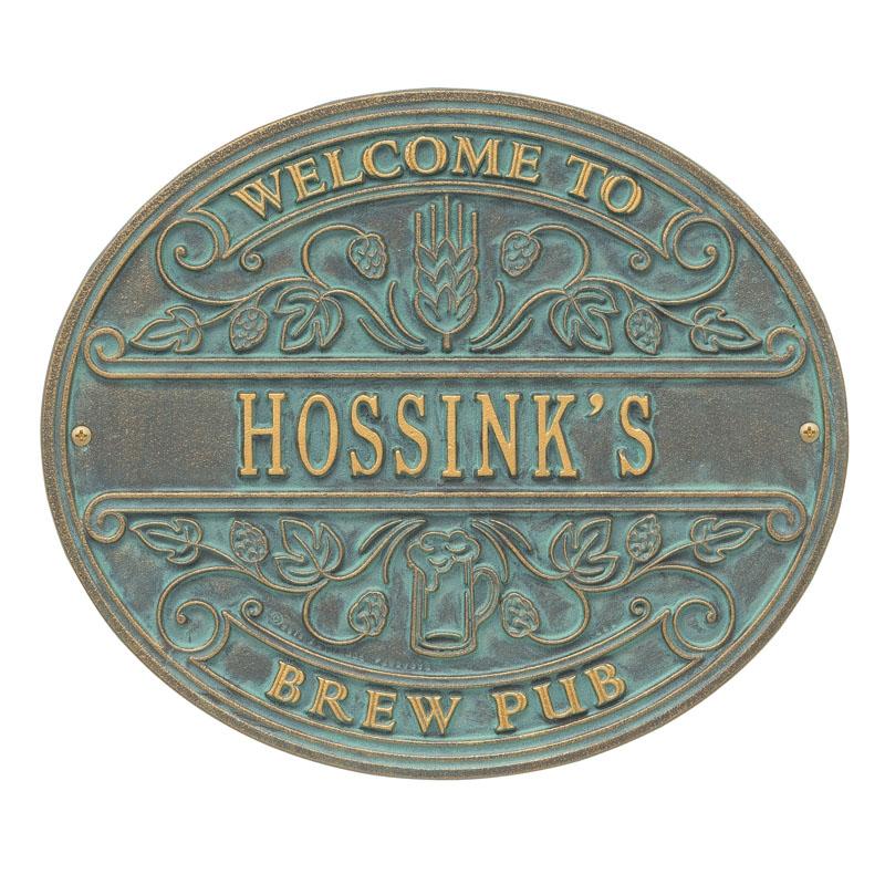 Custom Cast Aluminum Plaque for Brew Pubs - Personalized Welcome Sign for Bars & Pubs - Perfect for Entrance, Wall Decor, and Gift Giving