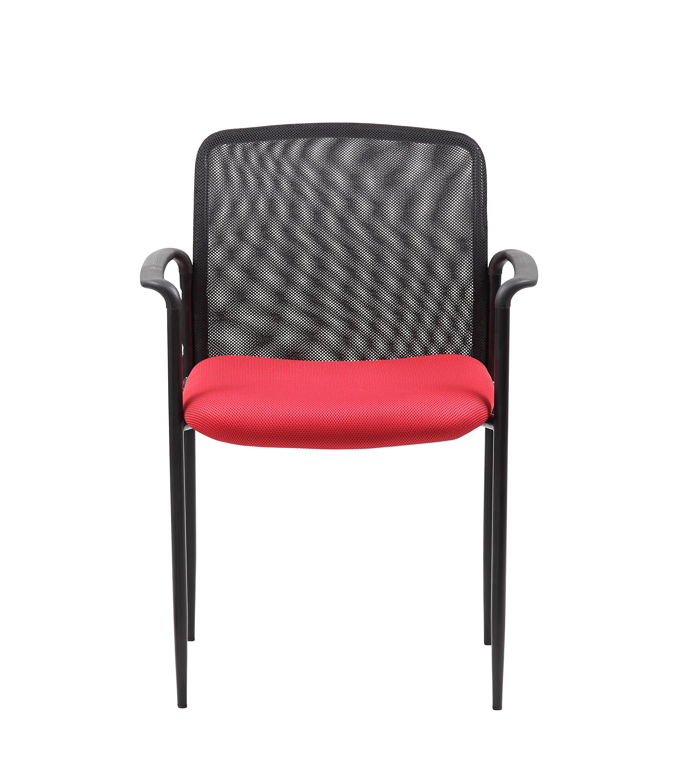 Boss Office Products Red Stackable Mesh Guest Chair - Comfortable & Durable for Home, Office, or Conference Room Use