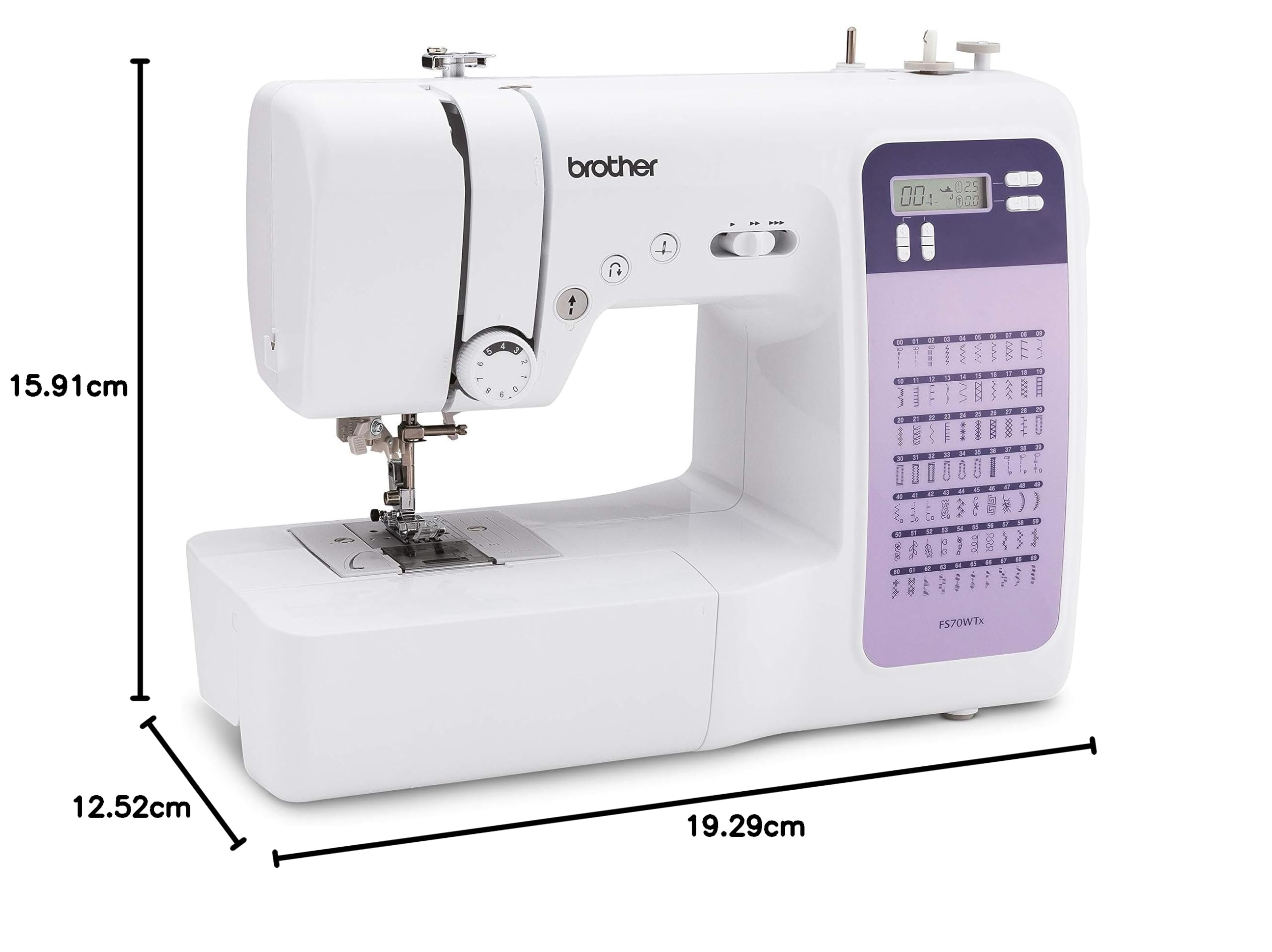 Brother FS70WTX Sewing and Quilting Machine - 70 Built-in Stitches, Automatic Needle Threader, White | Perfect for Home DIY Projects, Quilting, Dressmaking & Crafting