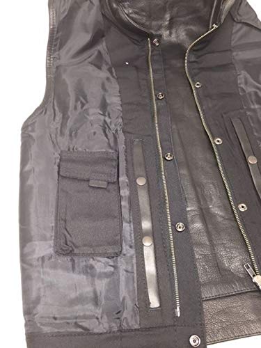 Milwaukee Leather Men's Motorcycle Vest - SOA Style Biker Jacket with Gun Pockets & Zipper Closure (Large) | Perfect for Riding, Motorcycle Clubs & Biker Events