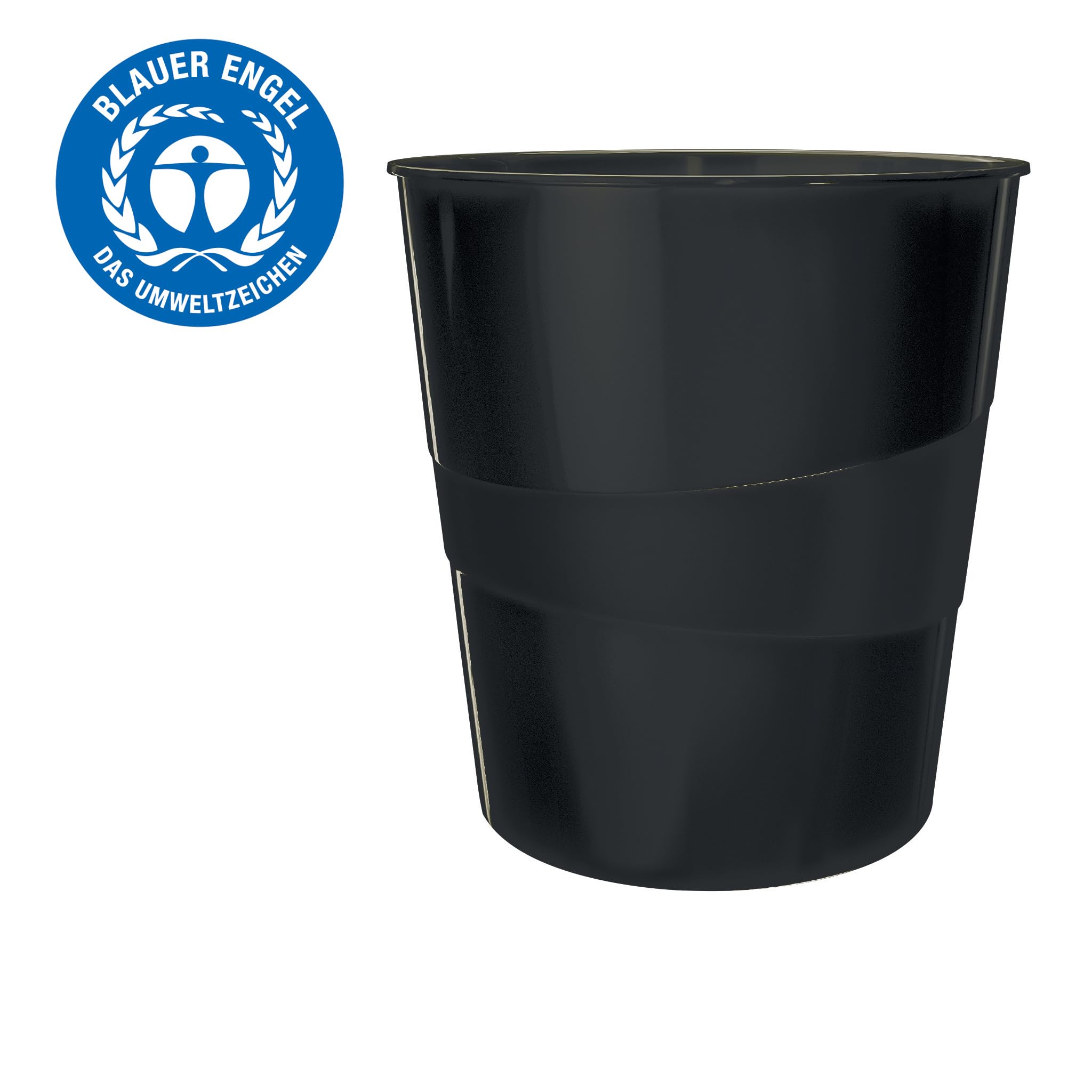 Leitz Cestino Gettacarte 15L Recyclable Waste Bin - 100% Recycled, Zero Impact, Blue Angel Certified, Recycle Series, Black (53280095) - Ideal for Office, Home & Eco-Friendly Workspaces