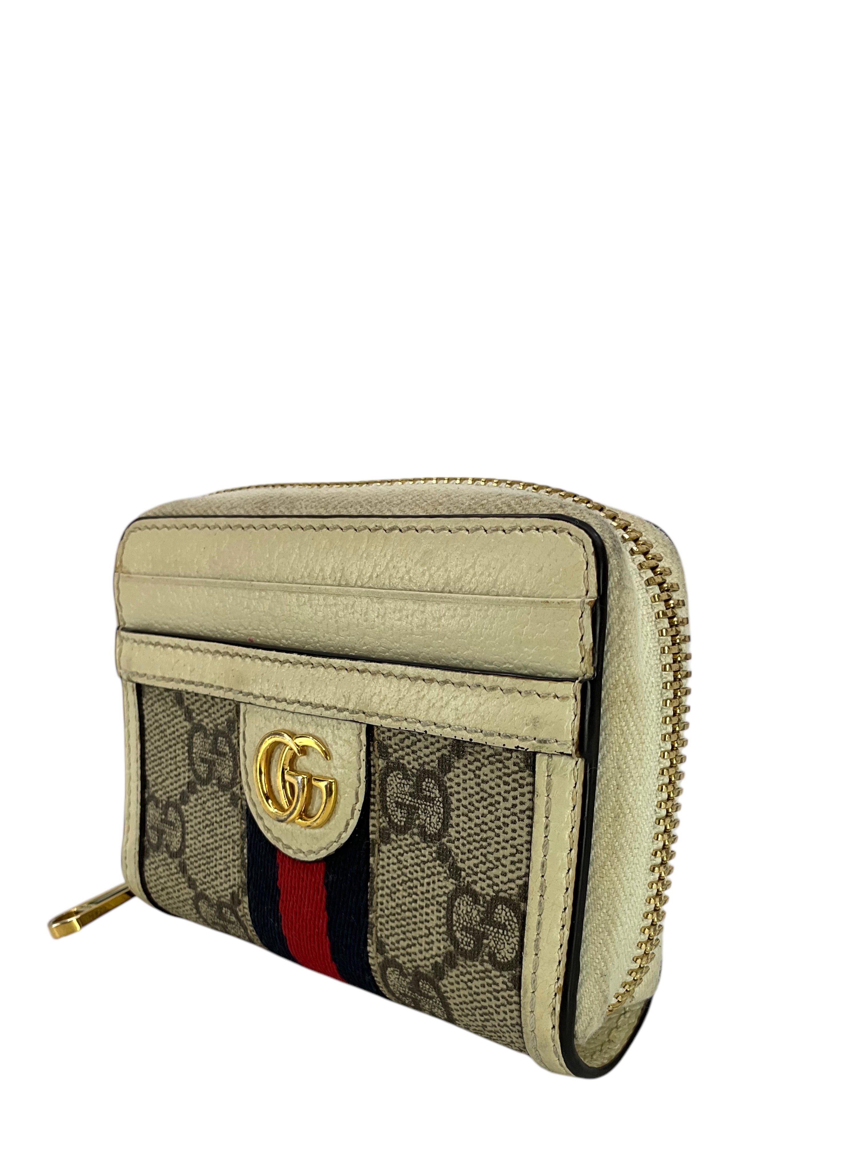 GUCCI Ophidia Supreme GG Card Case Wallet - Luxury Leather Card Holder for Men & Women - Perfect for Everyday Use, Travel & Business (Red)