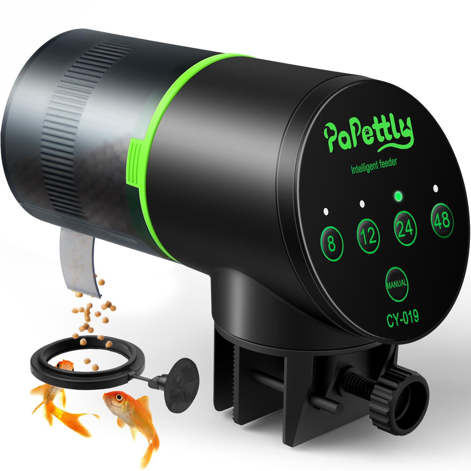 Automatic Fish Feeder for Aquarium - Smart Timer Fish Food Dispenser with Feeding Ring, Moisture-Proof Design, Battery Powered (Includes 2 AAA) - Perfect for Vacation & Daily Aquarium Care