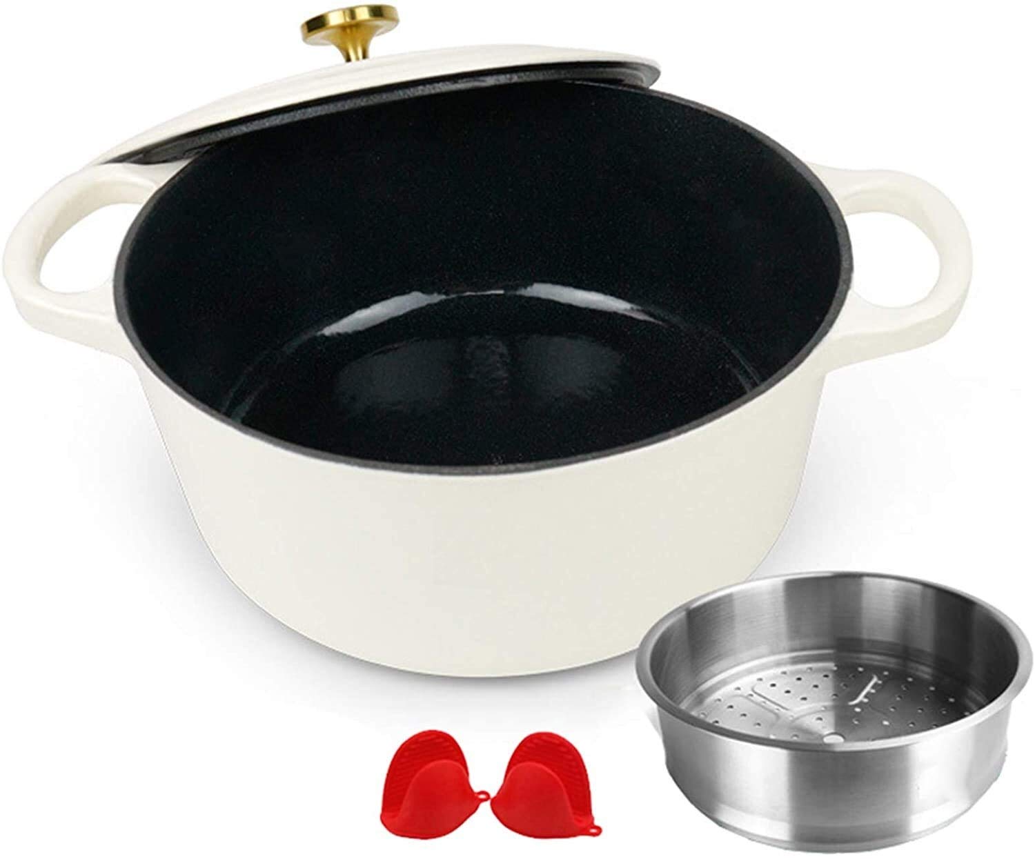 Enameled Cast Iron Dutch Oven with Lid - 5.5QT Round Soup Pot, Nonstick Enamel Cookware for Stovetop, Oven & Camping - Perfect for Stews, Baking Bread & Family Dinners (Best Gift Idea, Size #2)