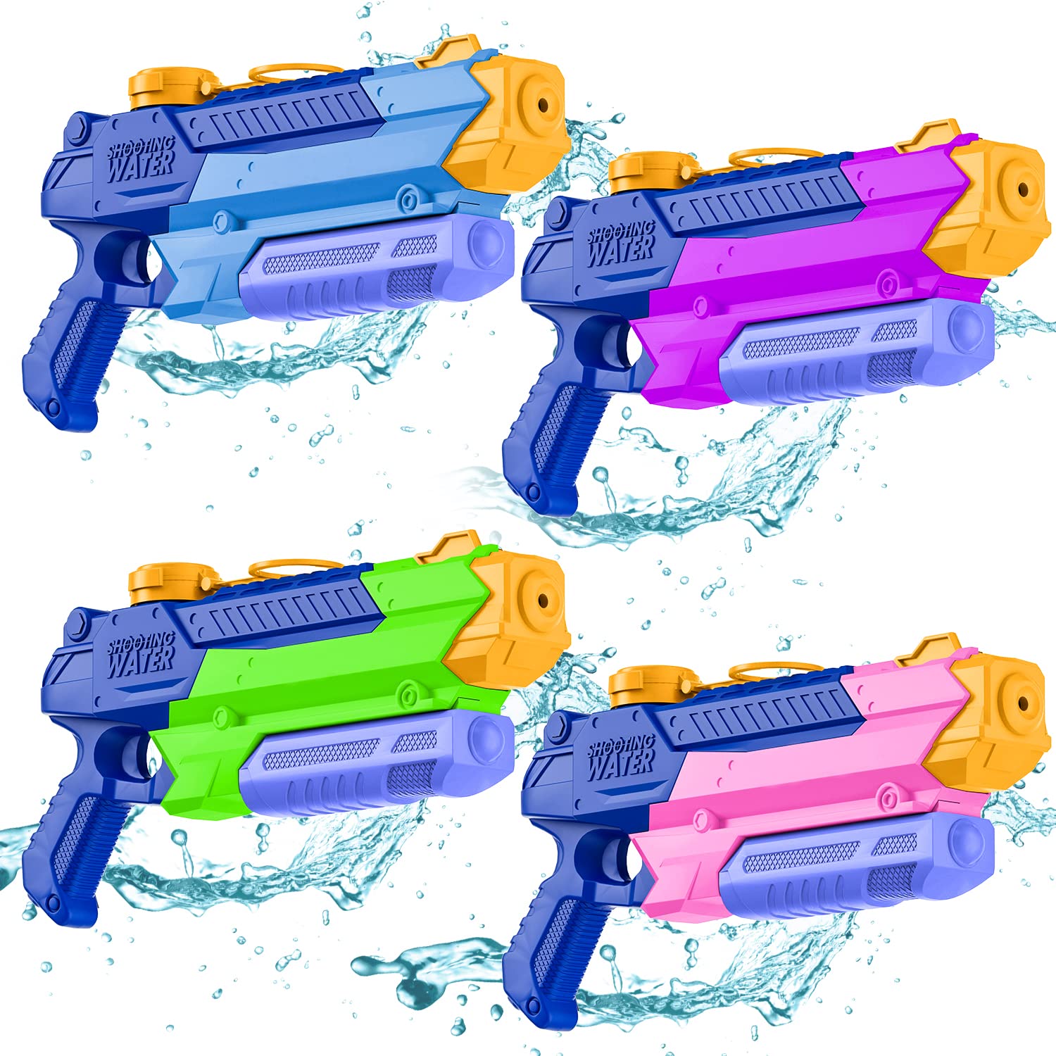 **4 Pack 400CC Super Soaker Water Guns for Kids & Adults - 40ft Long Range High Capacity Squirt Toys, Outdoor Pool & Beach Water Blasters for Summer Fun - Perfect for Backyard Battles, Beach Parties, and Pool Games**