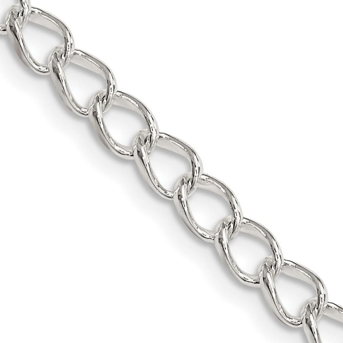 925 Sterling Silver Polished Fancy Lobster Clasp Curb Chain Necklace - 4.5mm Half Round Wire for Women & Men | Perfect for Everyday Wear, Gifts & Special Occasions