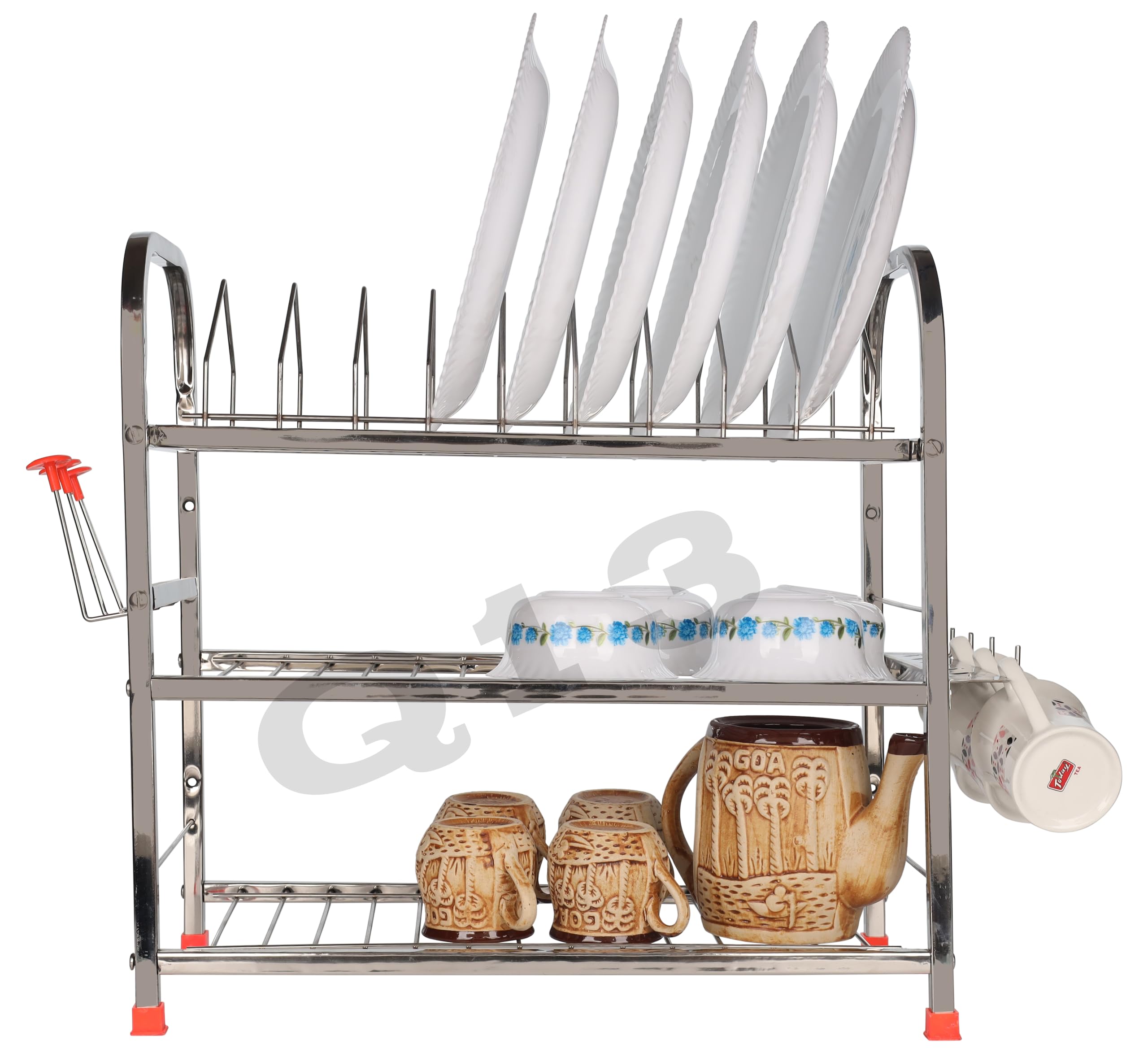 4RCE Stainless Steel Kitchen Utensil Stand | 18x18 Dish Rack & Organizer | Wall Mount or Countertop Drying Rack for Spoons, Ladles & Cooking Tools | Perfect for Small Kitchens & Dish Drying Stations