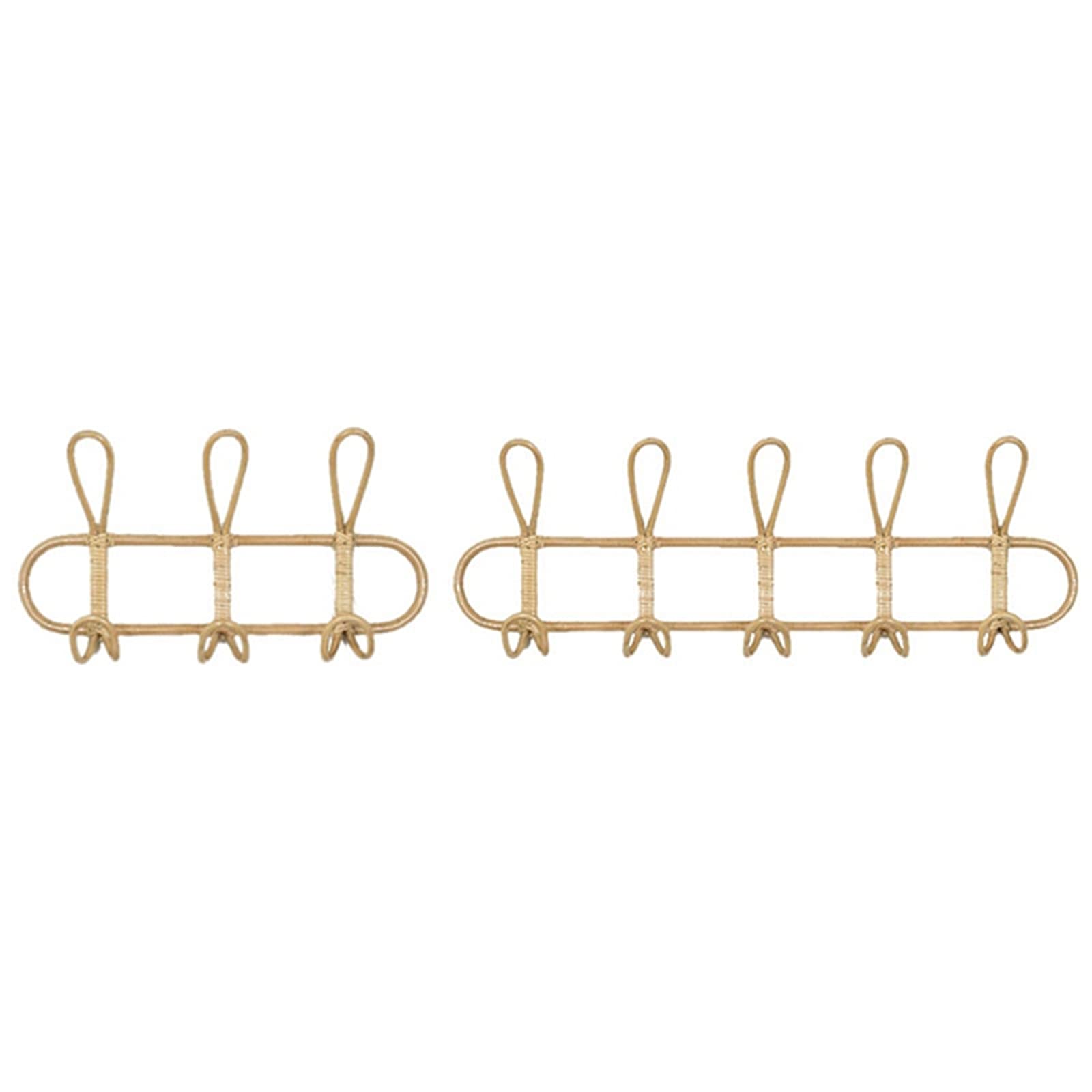2-Pack Rattan Wall Hooks Organizer - Natural Woven Hanging Rack for Hats, Clothes & Accessories - Boho Room Decor for Bedroom, Bathroom & Entryway Storage