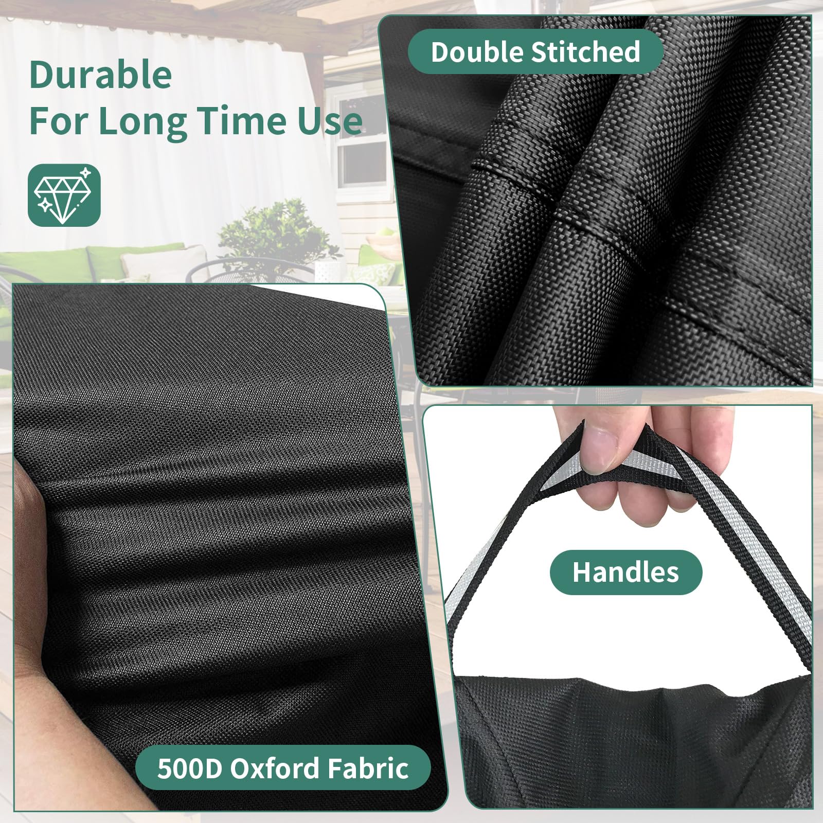 Heavy Duty 500D Waterproof Round Patio Furniture Covers - UV Resistant Outdoor Dining Table & Chairs Cover, 84