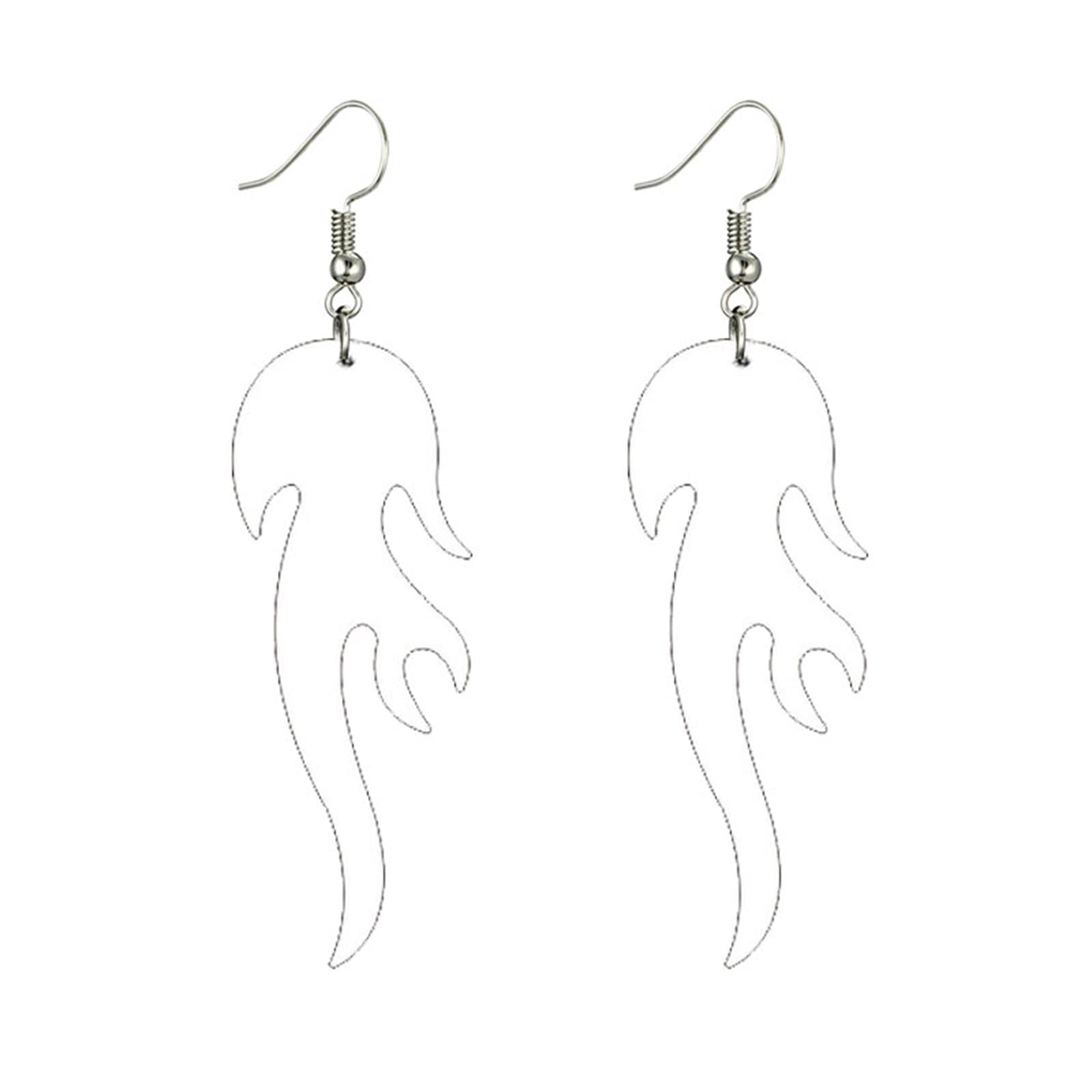 MALOYANVE Acrylic Fire Flame Earrings for Women - Lightweight Geometric Dangle Drop Earrings - Unique Statement Jewelry for Cosplay, Halloween, Parties & Gifts - Perfect for Costume Events, Night Out & Fashion Accessories