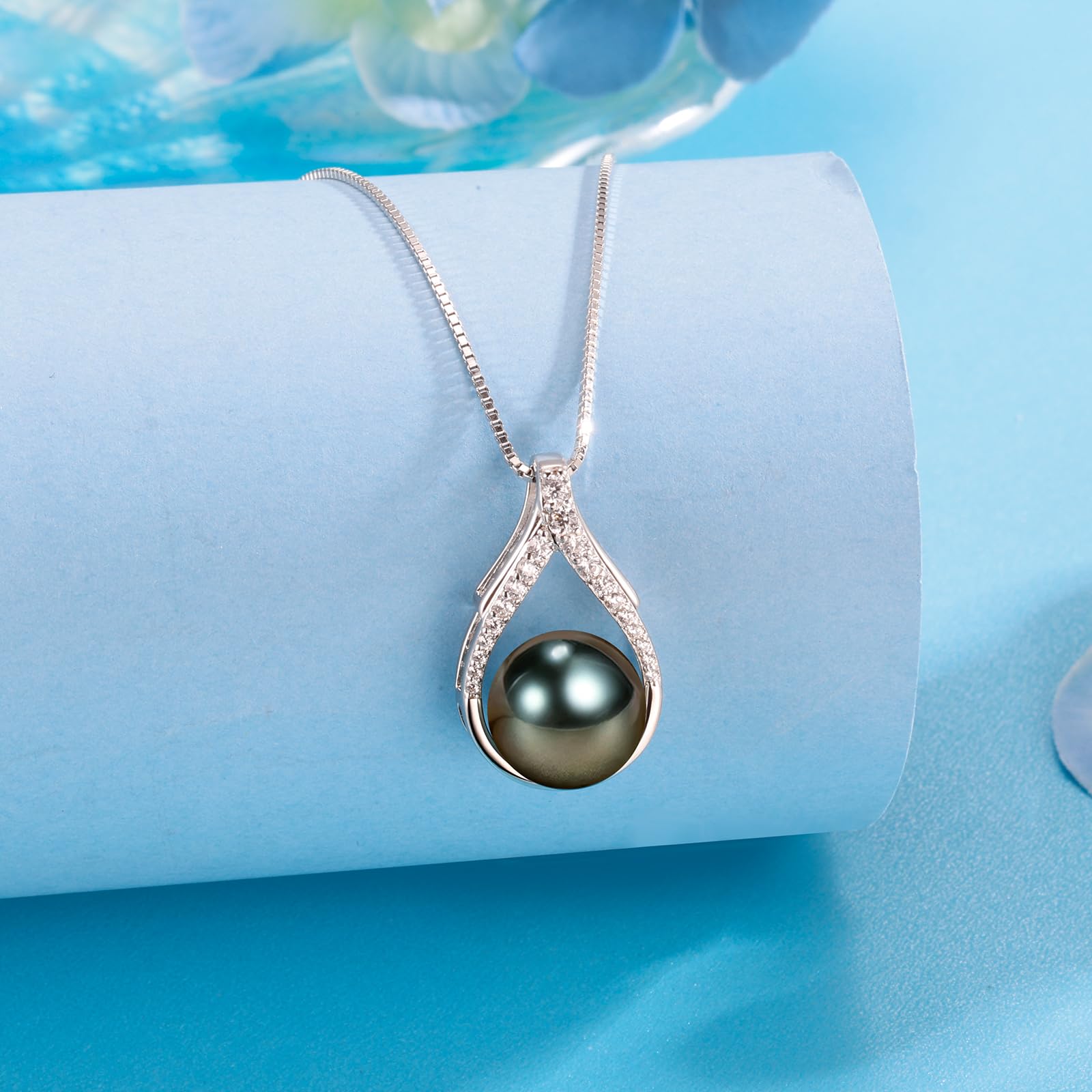 Tahitian Black Pearl Necklace for Women - Elegant Jewelry Gift for Mom, Wife, Girlfriend | Perfect for Mother's Day, Anniversary, Wedding, Birthday, Christmas & Valentine's Day | Ideal for Date Nights, Special Occasions & Everyday Elegance