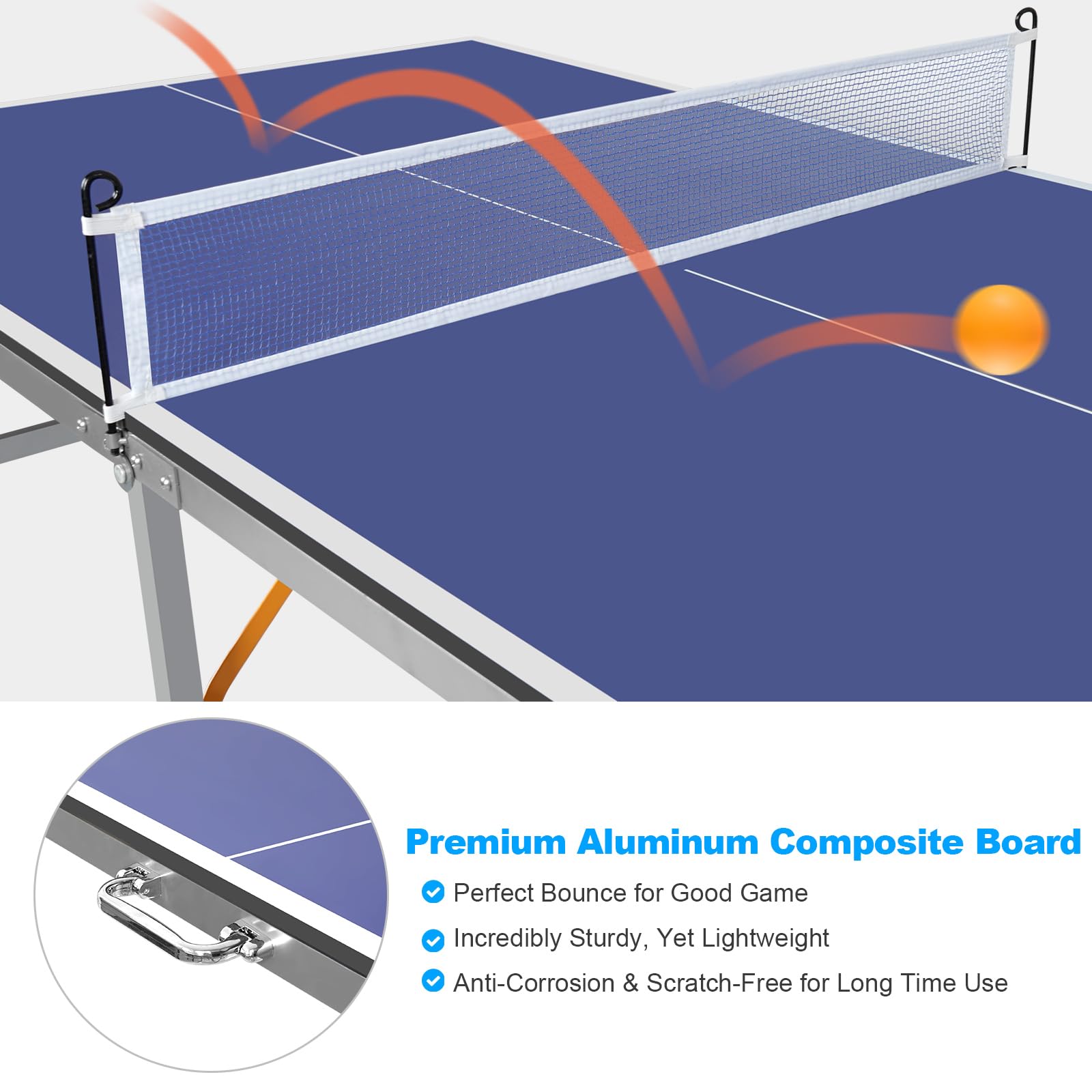 Premium 6x3ft Portable Ping Pong Table Set - Foldable Indoor/Outdoor Table Tennis Game with Net, 2 Paddles & 3 Balls for Adults & Teens | Perfect for Backyard, Garage, Office or Family Game Night