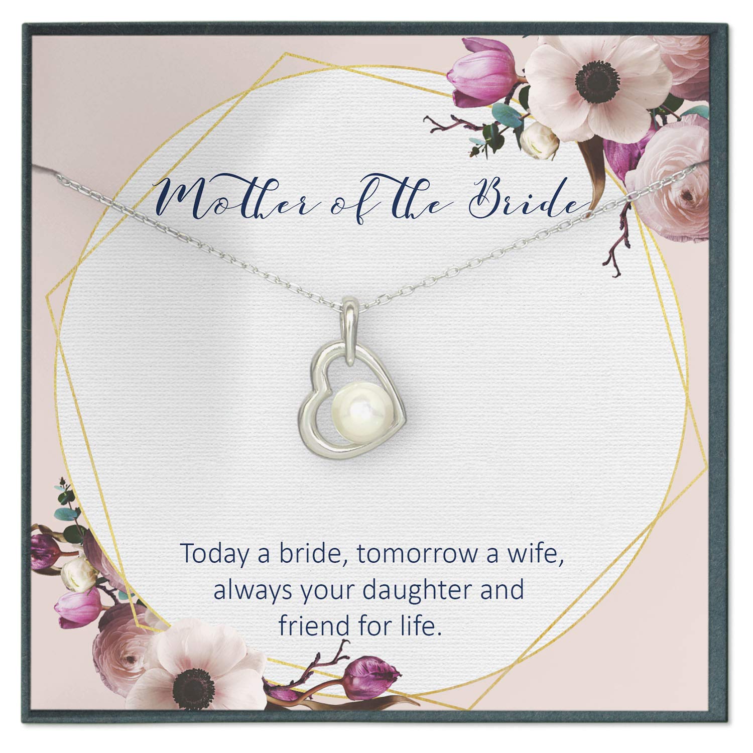 Elegant Mother of the Bride Necklace - Heartfelt Wedding Gift from Daughter | Sterling Silver Mother-Daughter Jewelry for Bridal Party, Rehearsal Dinner & Special Occasions