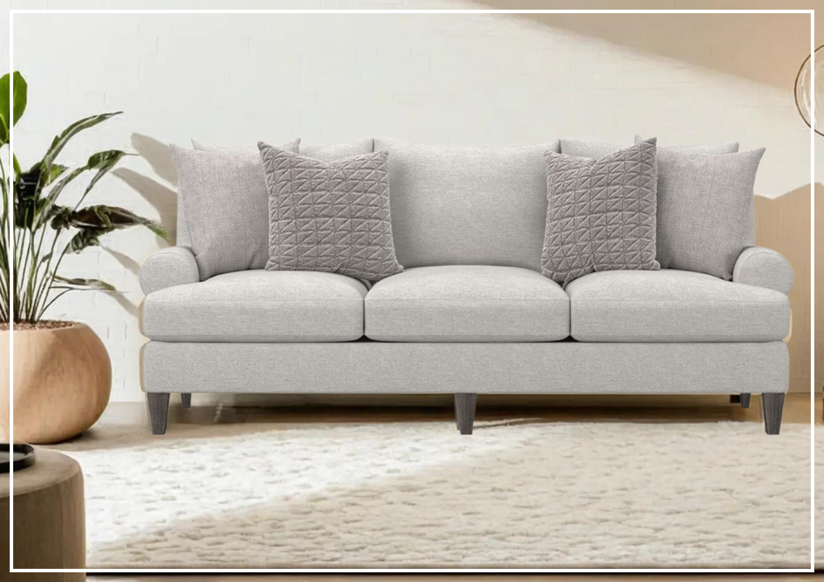 Bernhardt Isabella Fabric Sofa with Plush Feather Down Cushions - Luxurious Comfort for Living Room, Lounge & Family Gatherings