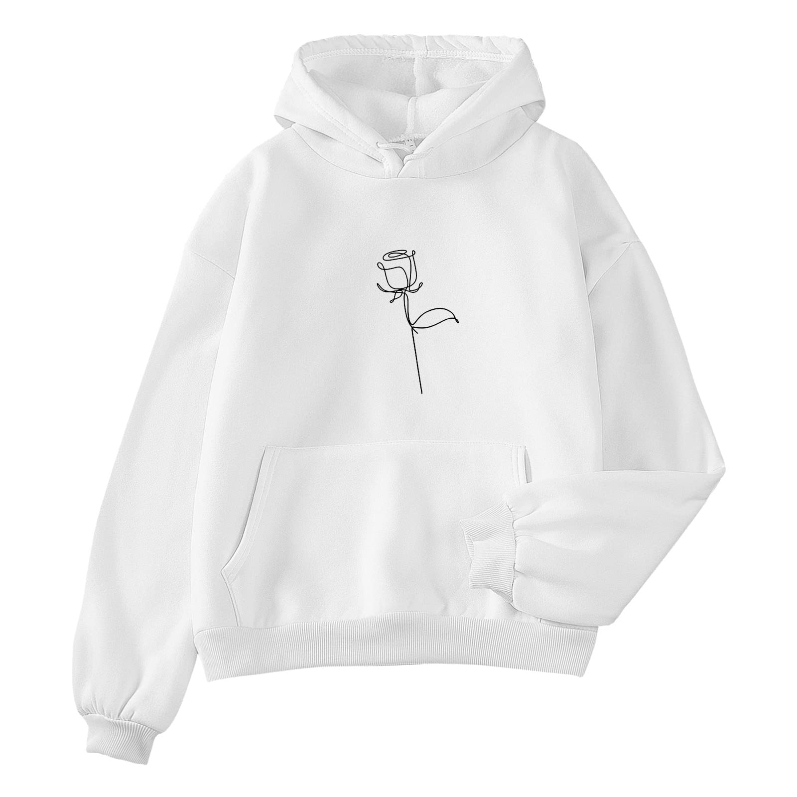 Cute Floral Print Oversized Hoodie for Women - Y2K Aesthetic Preppy Sweatshirt Pullover with Trendy Flower Design (White, Large) | Perfect for Casual Wear, Street Style & Cozy Loungewear