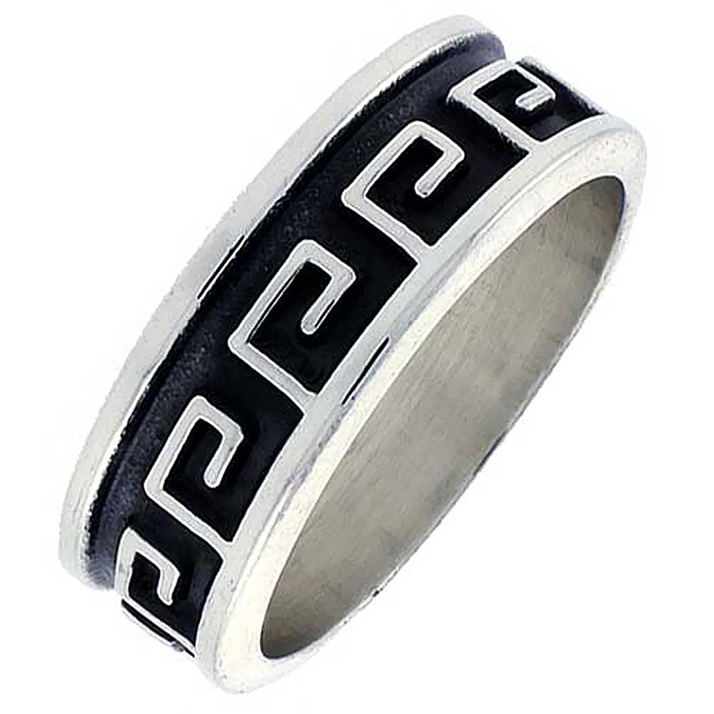 Handmade Sterling Silver Greek Key Pattern Ring for Men - Southwestern Design, 5/16 Inch Wide, Sizes 8-13 - Perfect for Weddings, Gifts & Everyday Wear