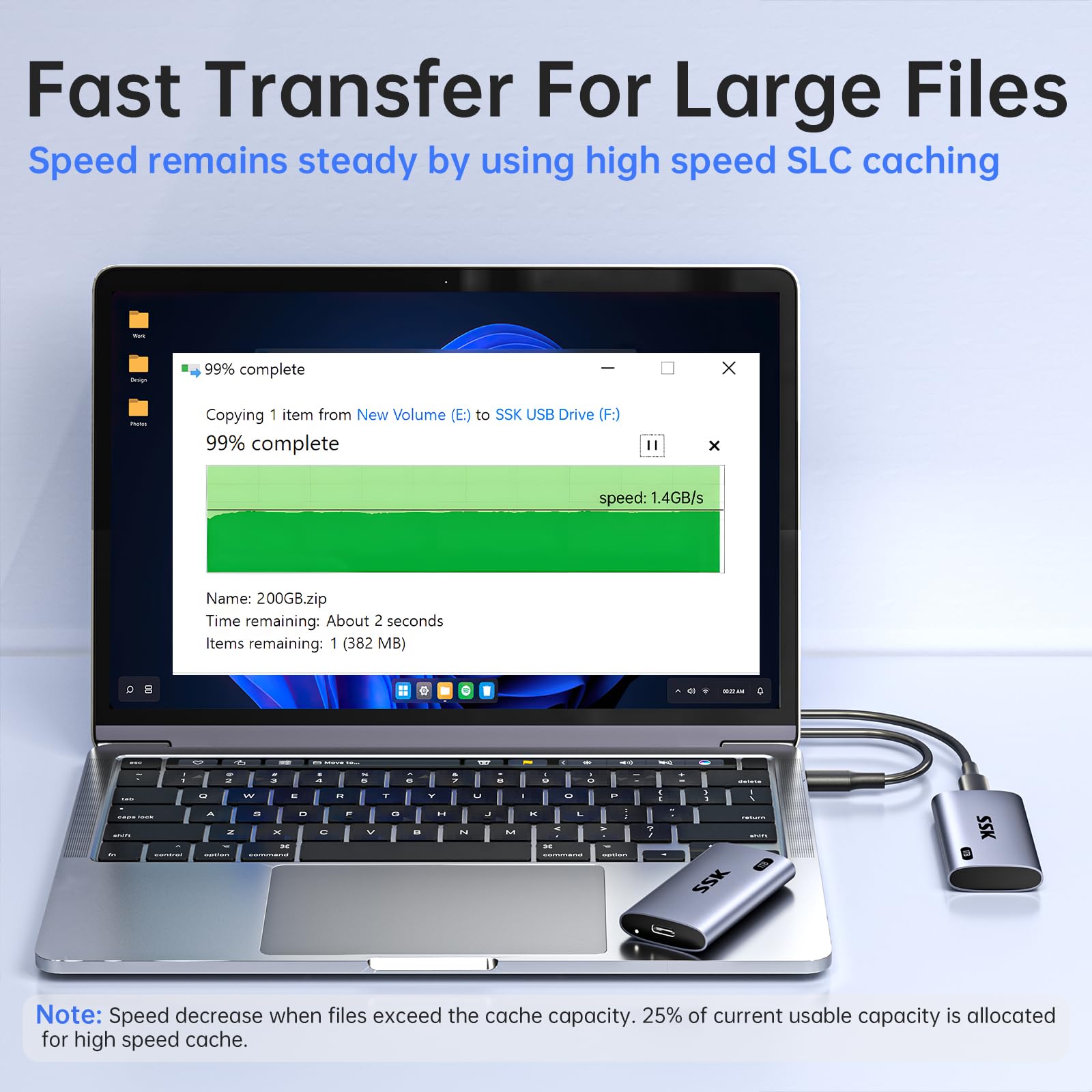 SSK 2TB Portable External SSD - 2000MB/s USB 3.2 Gen2x2 NVMe Hard Drive for MacBook Pro, iPhone 15, Laptops | Ultra-Low Power | Perfect for Gaming, 4K Video Editing & Data Backup