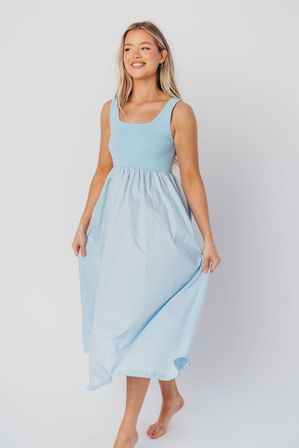 Addie Tank Midi Dress - Flowy Blue Summer Dress for Women | Perfect for Beach Vacations, Brunch Dates & Casual Outings