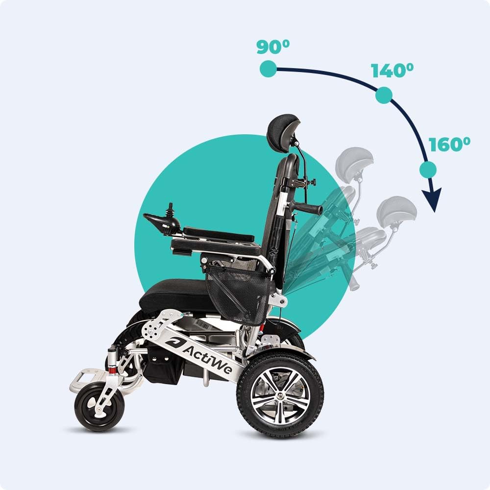 **WX9000 Electric Wheelchair for Adults - Foldable, Reclining, All-Terrain Motorized Wheelchair with Portable Design | Silver | Ideal for Indoor & Outdoor Mobility, Travel, and Daily Use**