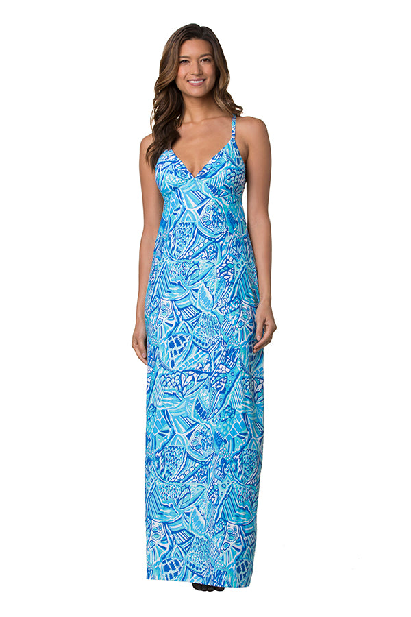 Bohemian Gypsy Dress - Blue Grotto Floral Print Maxi Dress for Women | Perfect for Festivals, Beach Vacations & Summer Outfits