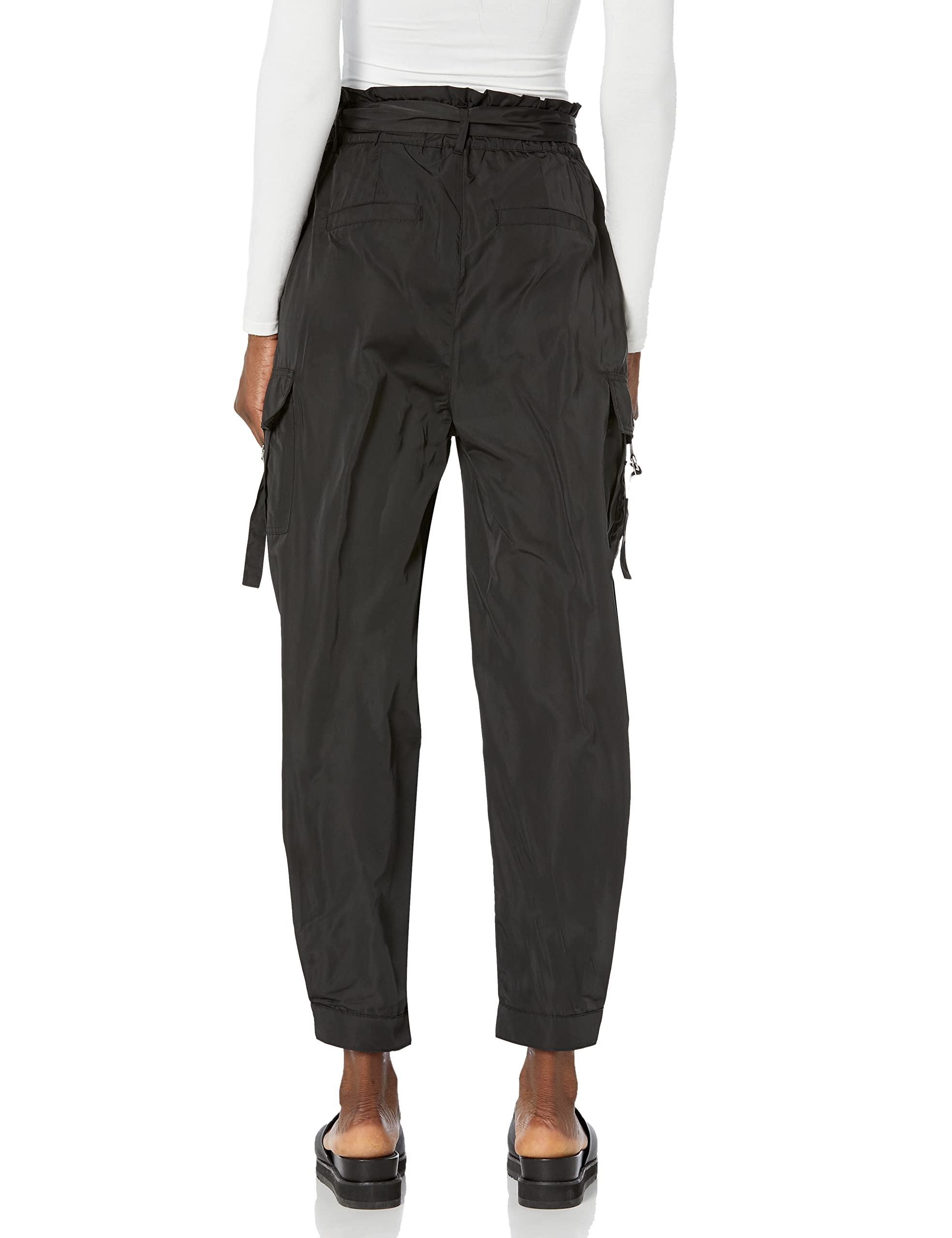 BLANKNYC Women's High Waisted Nylon Paper Bag Pants - Trendy Casual Wide Leg Trousers for Work, Travel & Everyday Wear