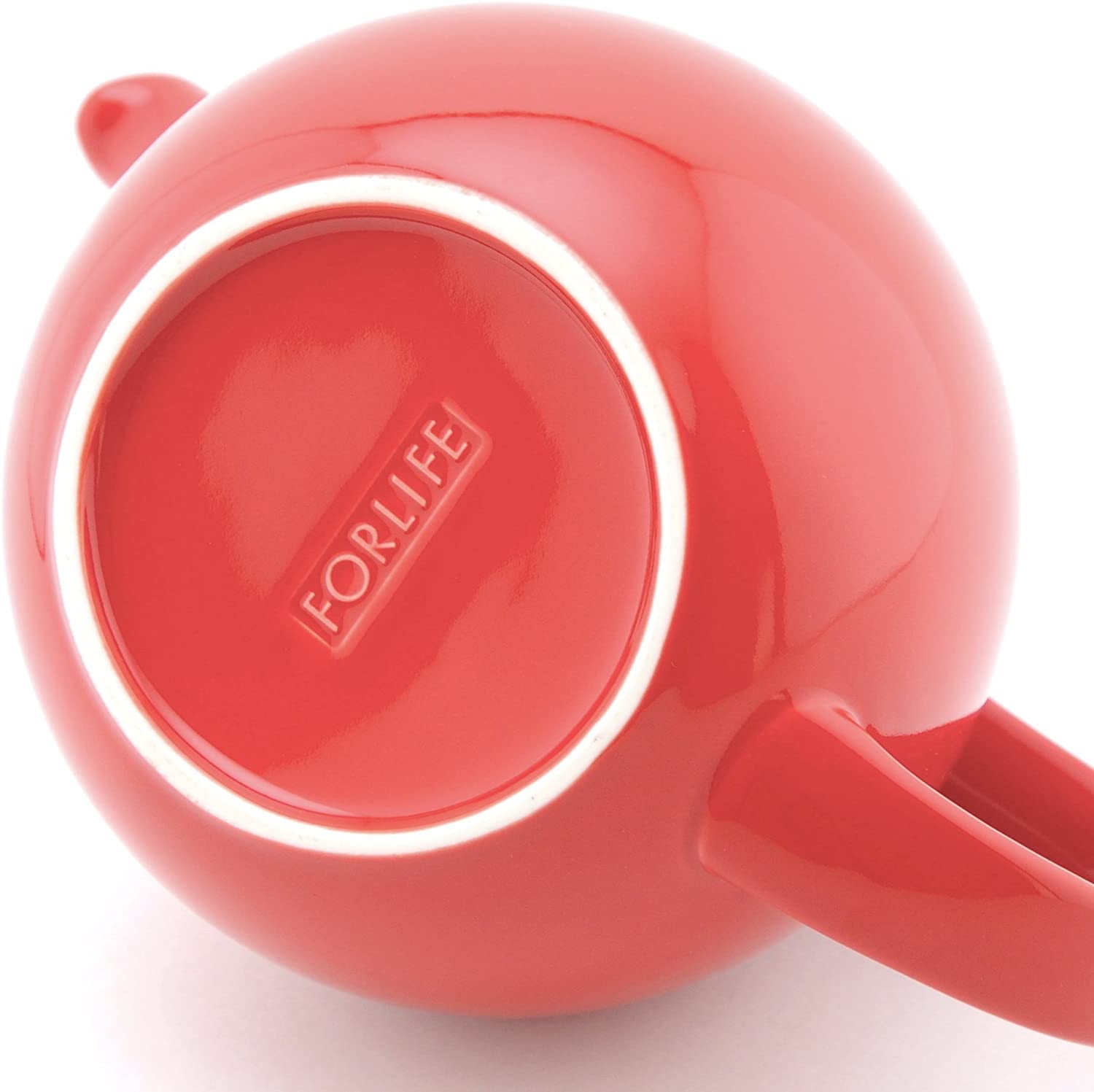 FORLIFE Curve Teapot with Removable Stainless Steel Infuser - 24oz/700ml Ceramic Teapot, Perfect for Loose Leaf Tea, Red - Ideal for Home, Office & Tea Parties