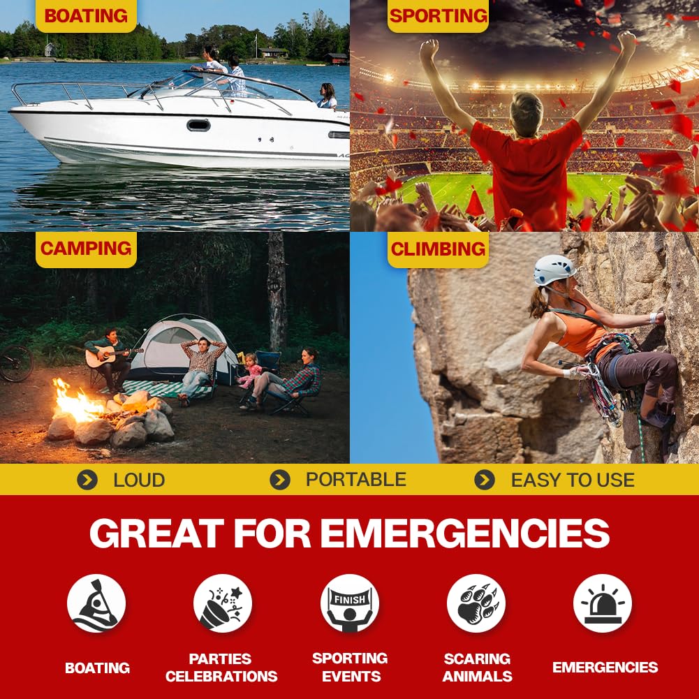 **Chazcool Handheld Air Horn - 150dB Loud Noise Maker for Boats, Cars & Sports Events | Reusable Safety Air Pump Horn for Emergency, Bear Deterrent & Outdoor Activities**