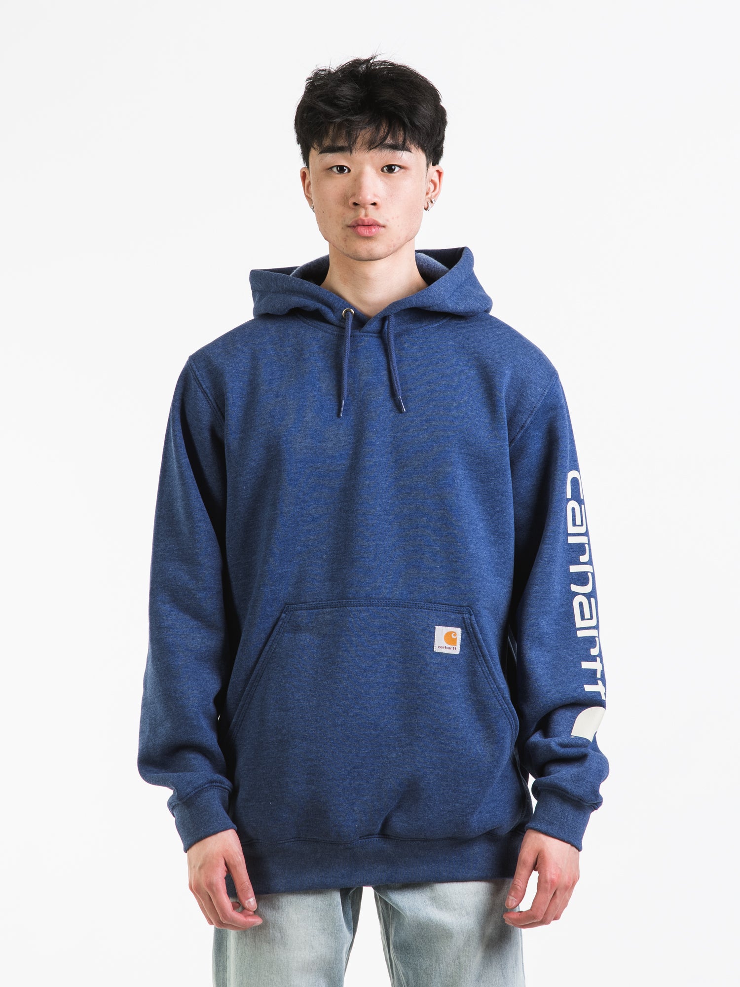 Carhartt Loose Fit Midweight Logo Sleeve Hoodie - Men's Casual Pullover Sweatshirt for Outdoor Work & Streetwear Fashion