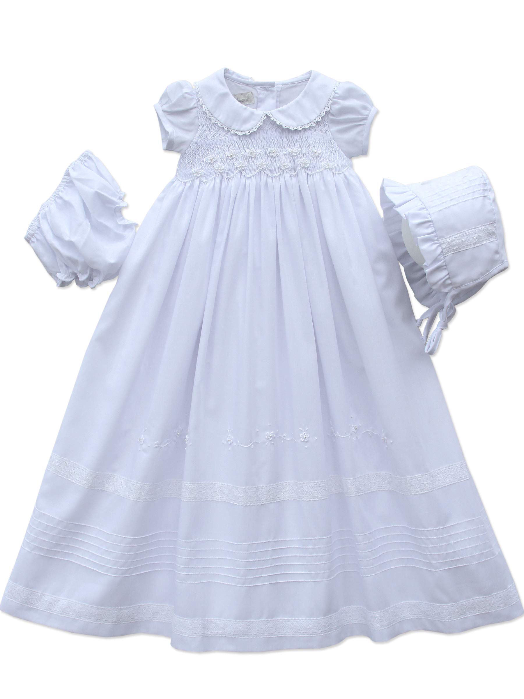 Baptism Dresses for Baby Girls - Infant Christening Gown & Bonnet Set for Newborn 3-6-9 Months | Soft Baptismal Clothes for Church Ceremony & Christening Photos