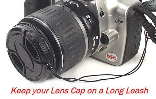 Dot Line 58mm Lens Cap with Leash - Secure Camera Lens Cover for Canon Nikon Sony DSLR - Perfect for Travel, Outdoor Photography & Lens Protection