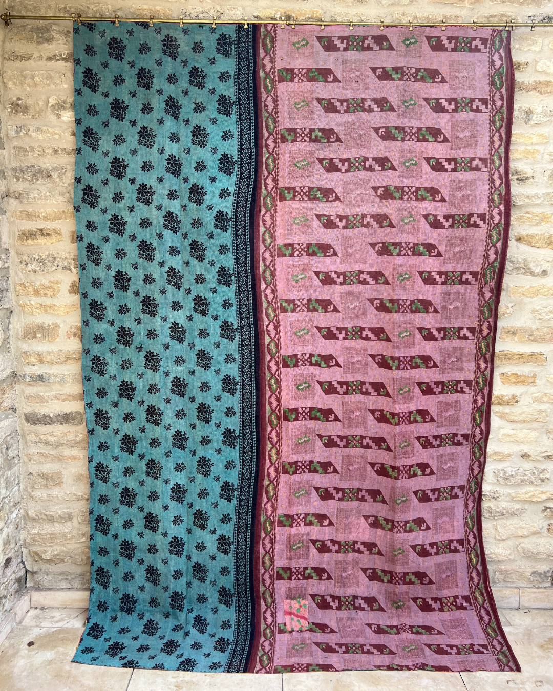 Premium Midweight Kantha Quilt No. 791 - Handmade Cotton Bedspread for Cozy Home Decor | Perfect for Bedroom, Sofa & Boho Style