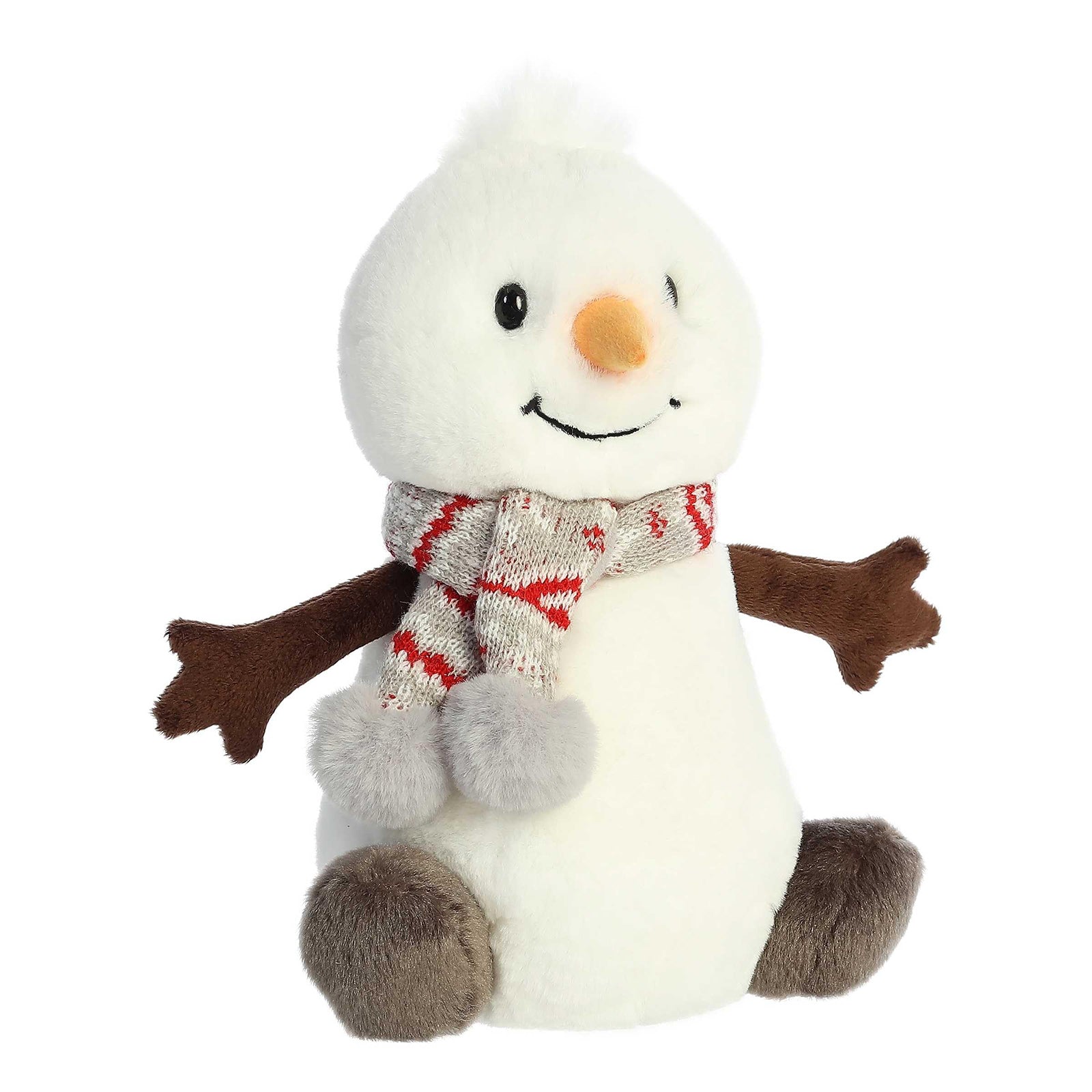10 Inch Aurora Wren Snowman Plush Toy with Scarf - Cute Winter Decor, Christmas Gift & Cozy Home Decoration for Holidays