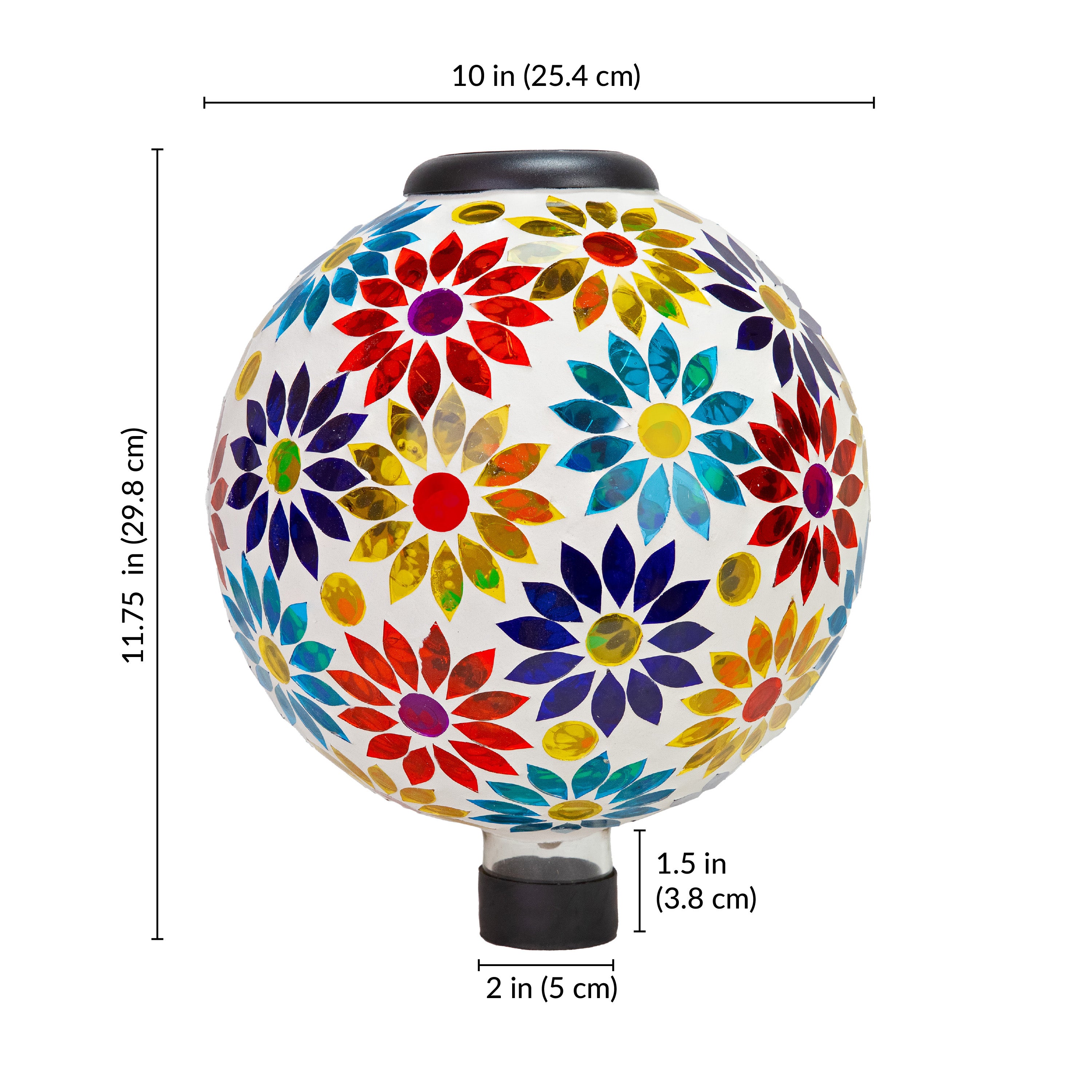 Sunnydaze 10-Inch Glass Mosaic Solar Garden Gazing Globe - Decorative Outdoor Sphere for Garden, Patio, Yard & Landscape Decor | Solar-Powered Light for Nighttime Ambiance