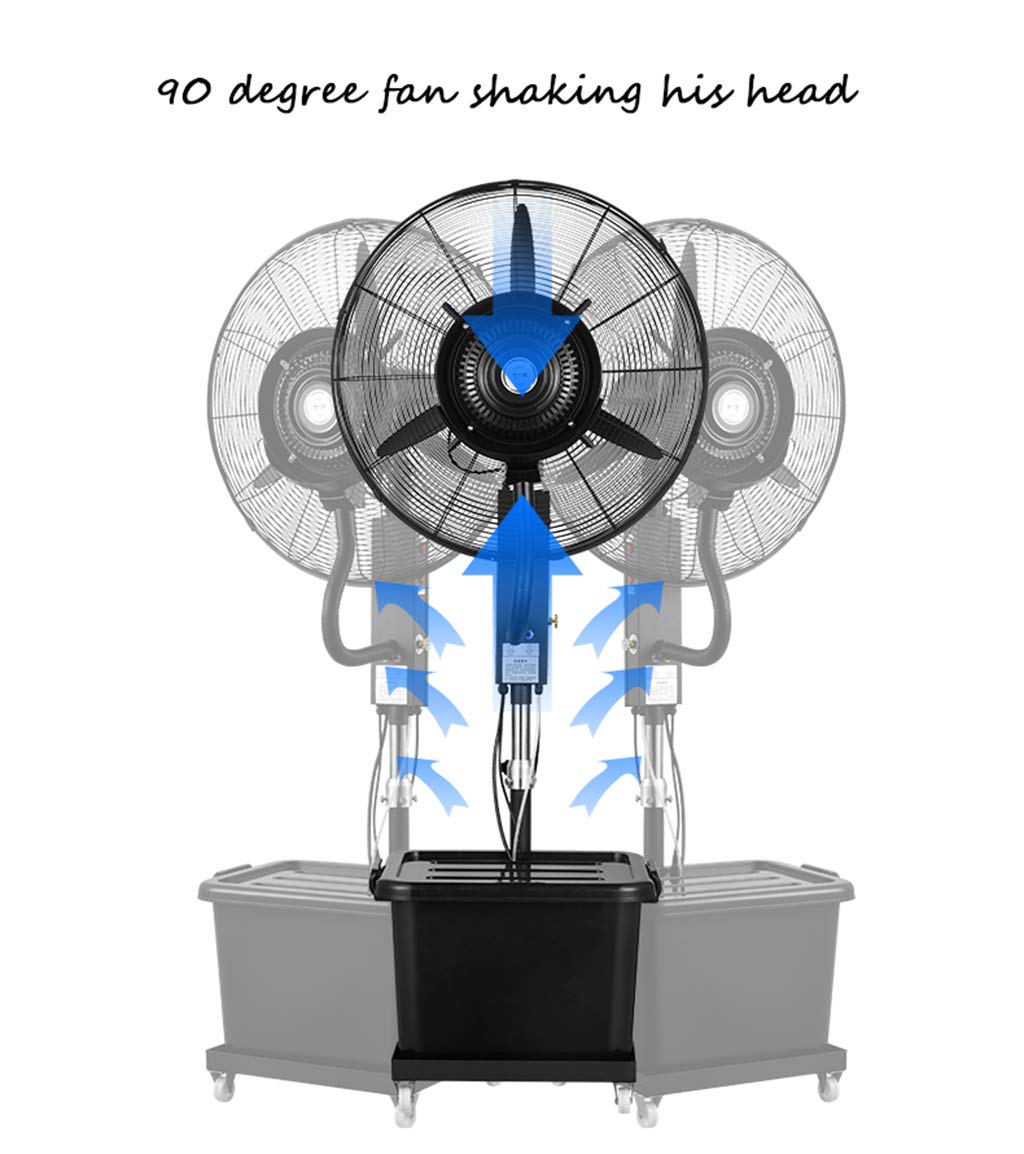 Industrial Floor Fan - Adjustable Height 3-Speed Oscillating Cooling Fan for Workshop & Home