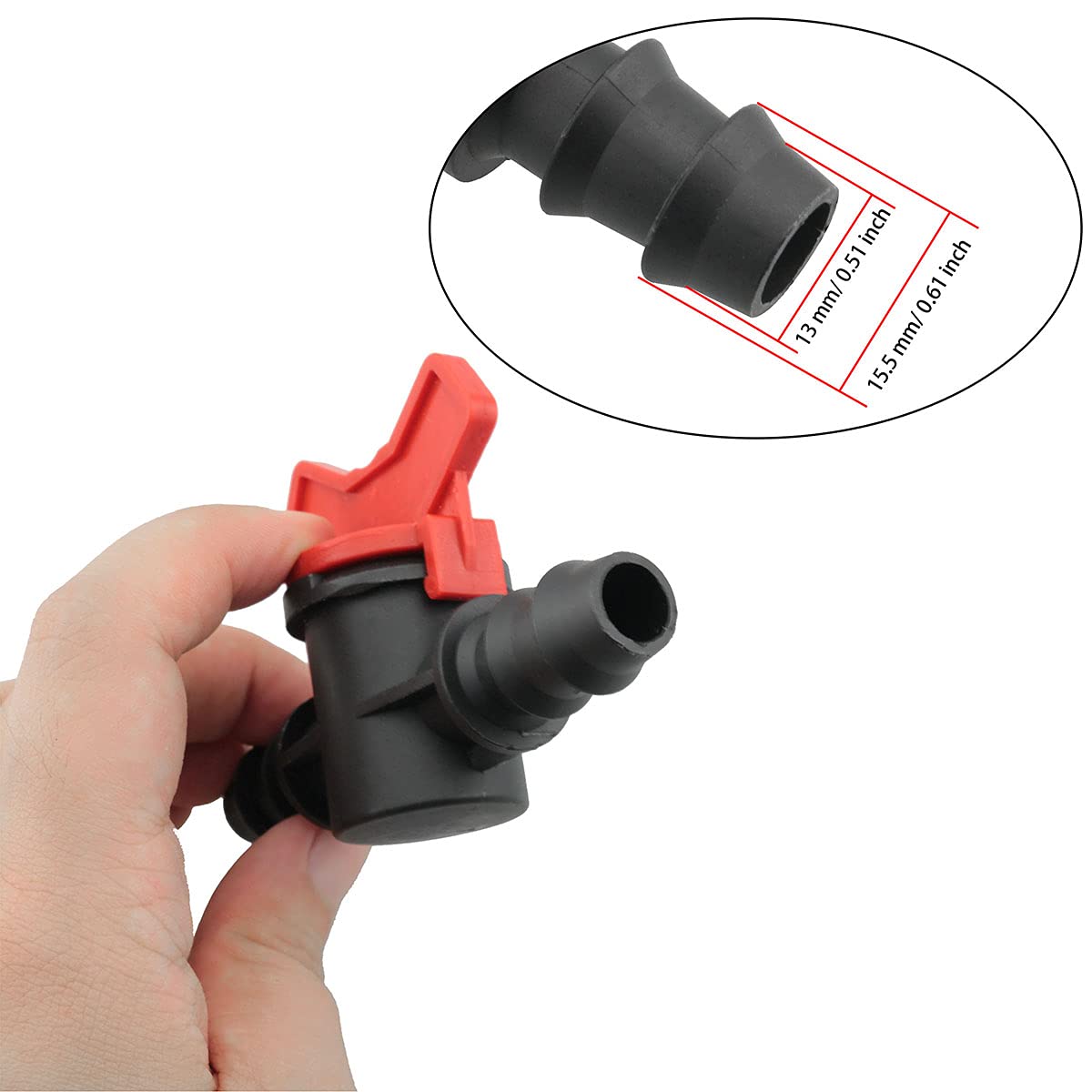 5PCS 1/2-Inch Barbed Ball Valve - Inline Shut Off Switch with Hose Barb for Aquarium, Garden & Micro Irrigation - Perfect for Water Flow Control in Hydroponics, Fish Tanks and Drip Systems