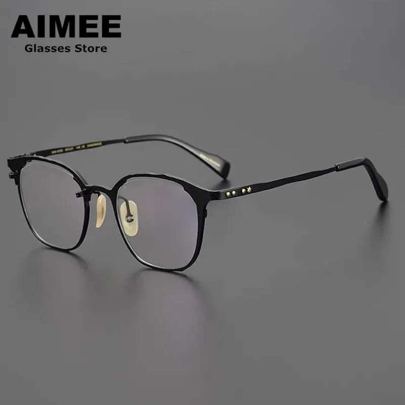 Aimee Unisex Full Rim Square Titanium Eyeglasses Frame - Lightweight Durable Titanium Glasses for Men & Women - Perfect for Reading, Work, and Daily Wear (Model 130056)
