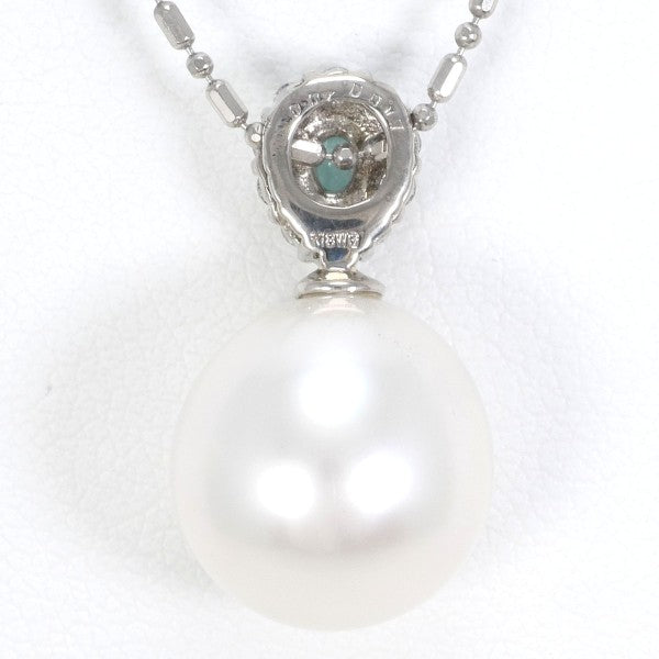 18K White Gold Pearl Paraiba Tourmaline Diamond Pendant Necklace - Elegant Jewelry Gift for Women, Perfect for Weddings, Anniversaries & Special Occasions