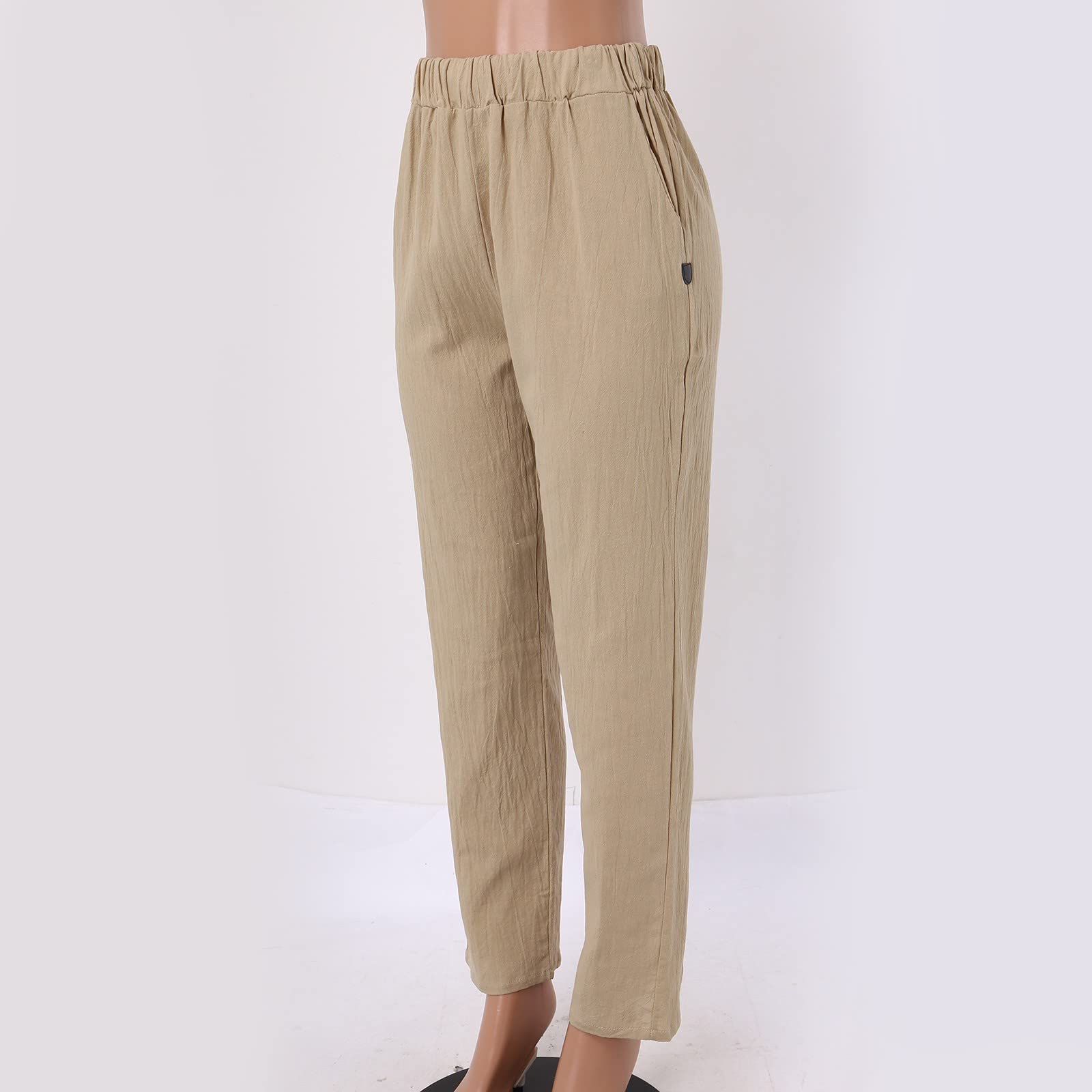 Women's Casual Elastic Waist Straight Leg Pants - Solid Color Trendy Baggy Trousers with Pockets | Comfortable Lounge Wear for Work, Travel & Everyday Outfits