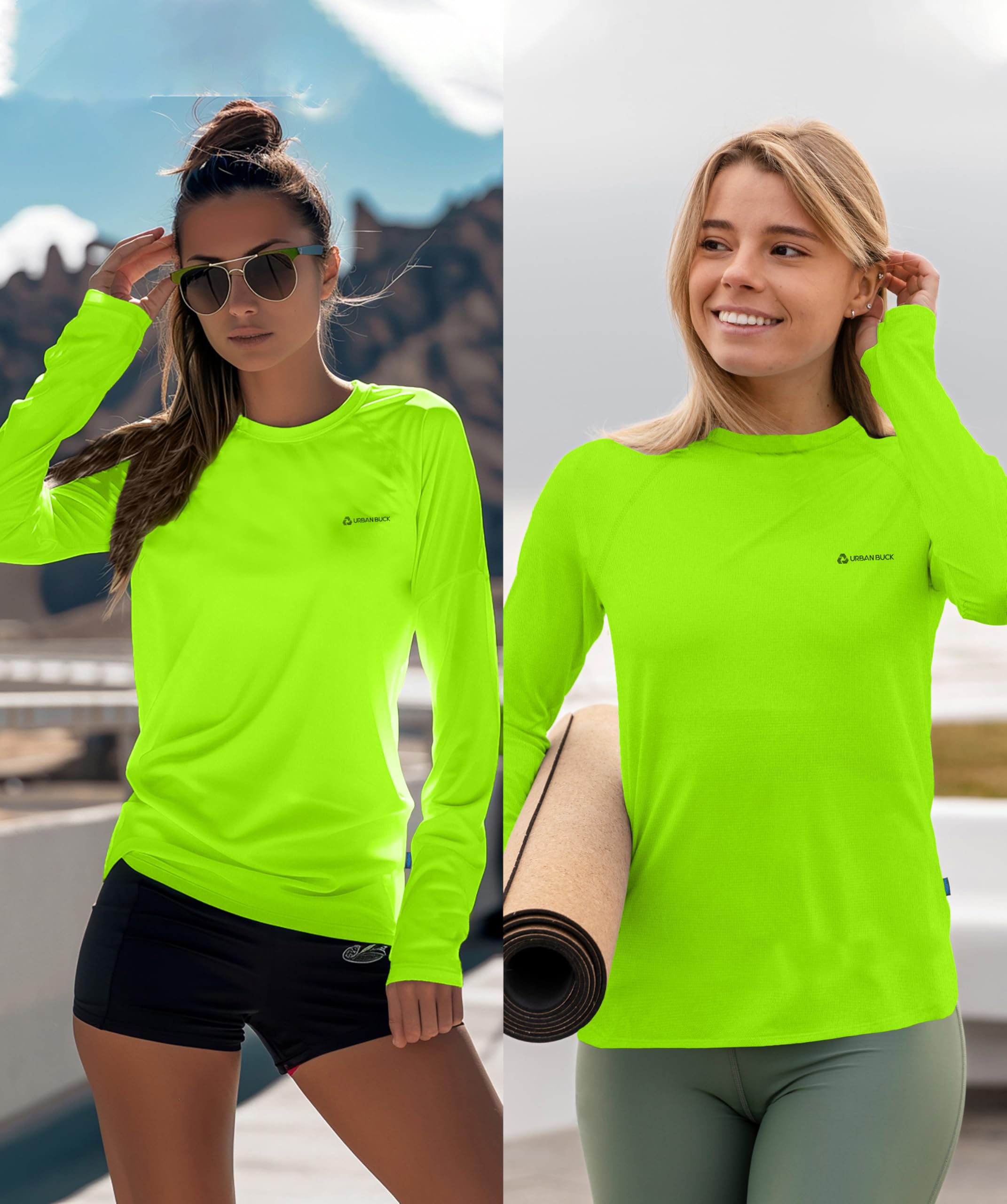Women's Neon Athletic Yoga Tops - Long Sleeve Workout Shirts with Thumbholes for Yoga, Running & Gym | Breathable Casual Fitness Tee for Women