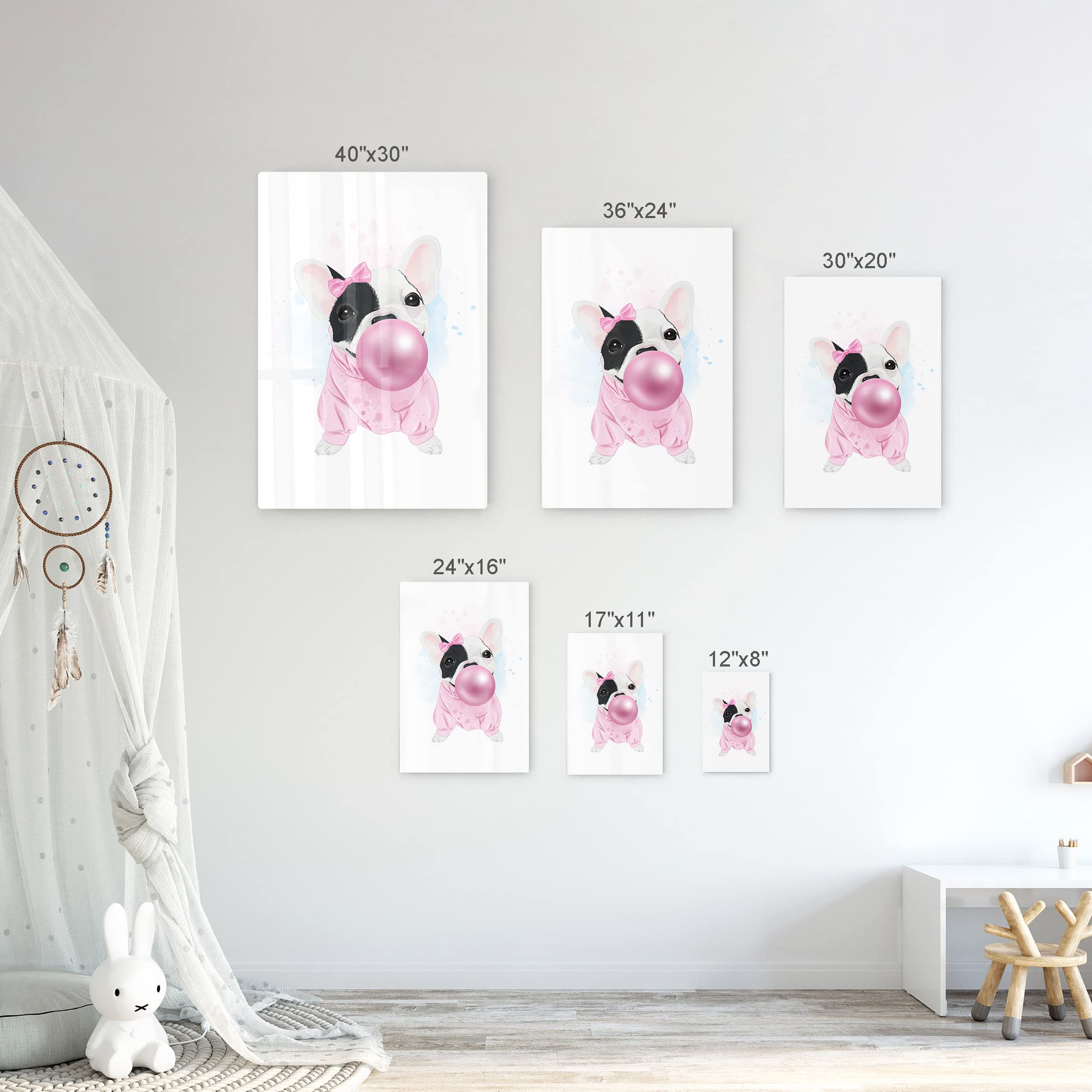 French Bulldog Portrait Sweatshirt & Chewing Gum Metal Wall Art Print - Pet Lover Gift for Dog Owners, Animal Themed Living Room, Bedroom, Nursery Decor (40x30) - Perfect for Home, Office & Kids Room Decor