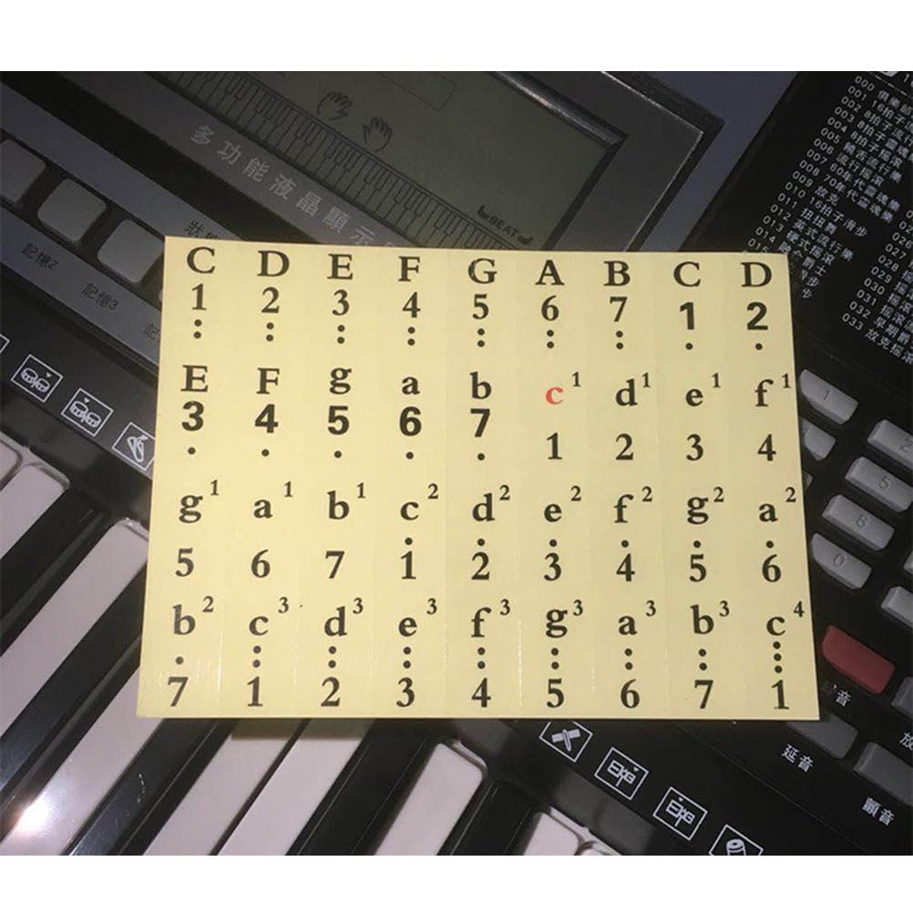 Healifty Piano Key Stickers - 1 Pack Black Transparent Numbered Keyboard Labels for 61/54/49 Key Pianos - Perfect for Beginners & Music Lessons