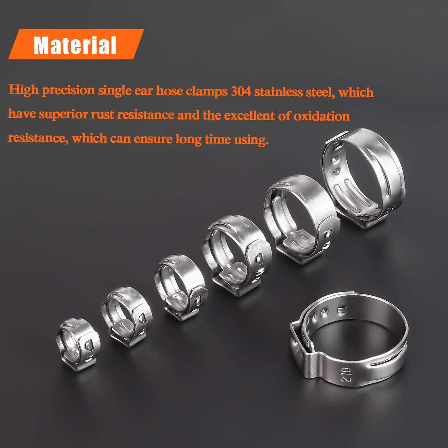 25 Pieces 22.4-25.6mm 304 Stainless Steel Single Ear Hose Clamps - Heavy Duty Pipe Clamps for Automotive, Marine & Plumbing Use