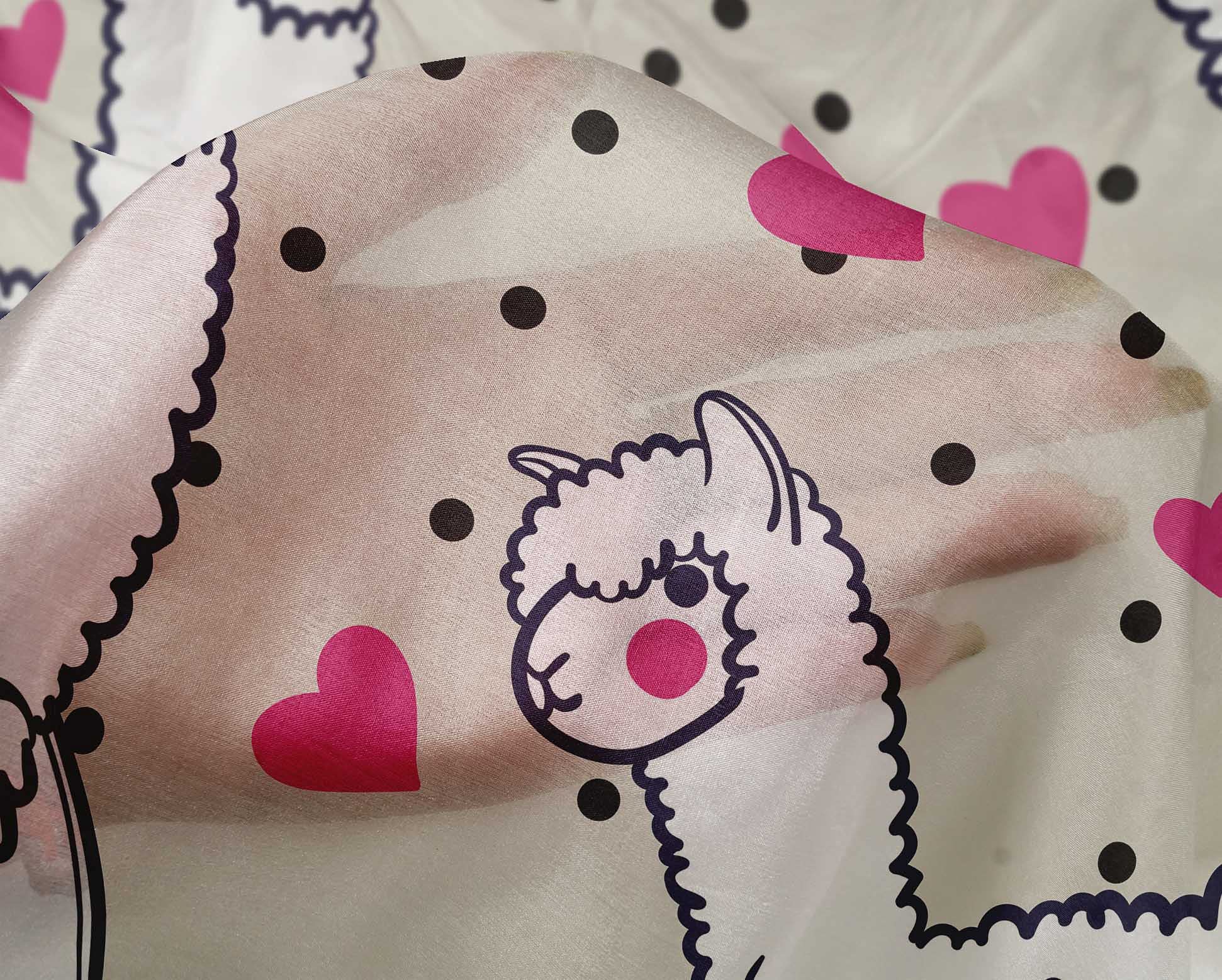 oneOone Silk Tabby Beige Fabric - Soft Sheep Nursery Decor Dress Material, 42 Inch Wide Printed Fabric by The Yard | Perfect for Baby Blankets, Curtains & DIY Sewing Projects