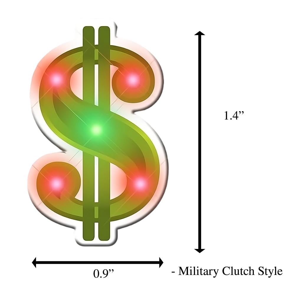 Flashing Dollar Sign LED Lapel Pin - Fun Party Accessory for Nightclubs, Raves & Costume Events
