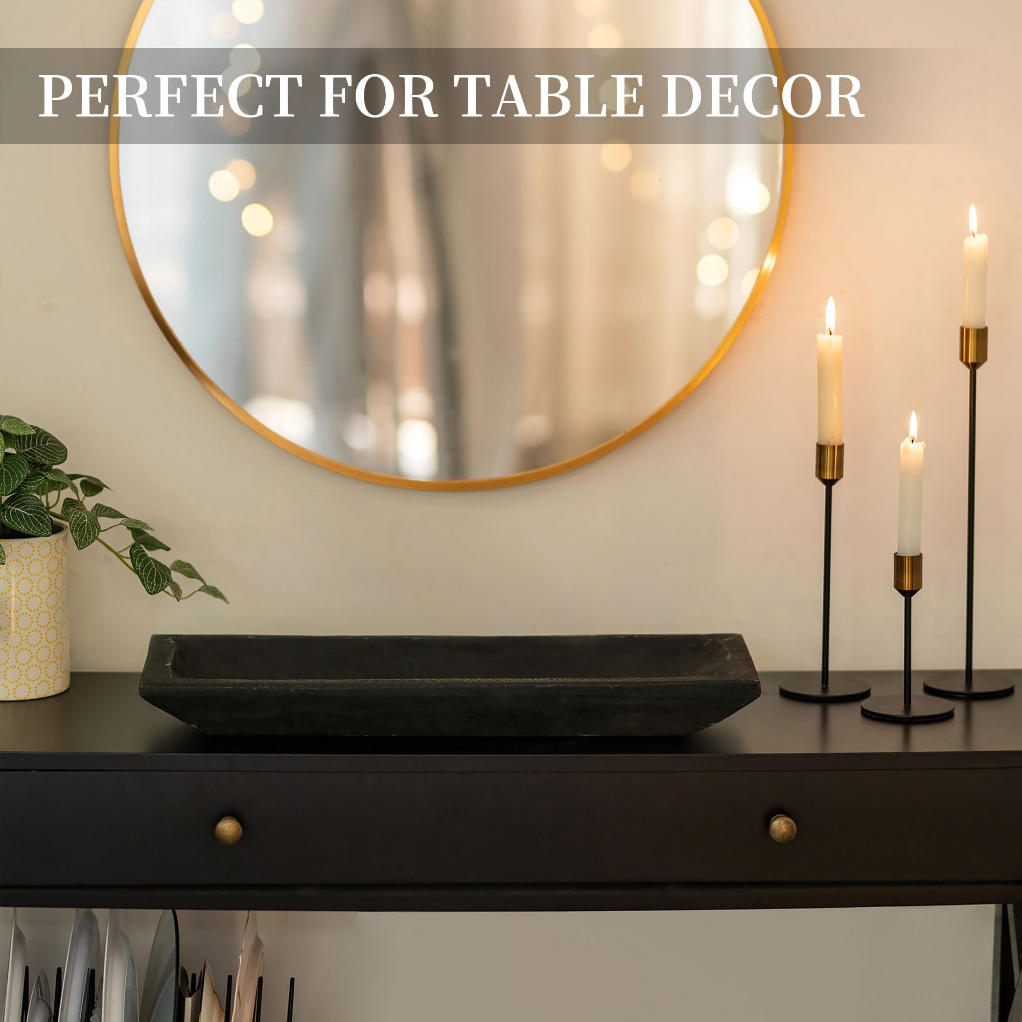 Hanobe Large Decorative Wood Dough Bowl - Rustic Unfinished Wooden Centerpiece for Dining Table, Natural Candle Holder Tray, Kitchen Fruit Bowl Decor | Perfect for Farmhouse Dining Room, Wedding Centerpieces & Holiday Table Decor