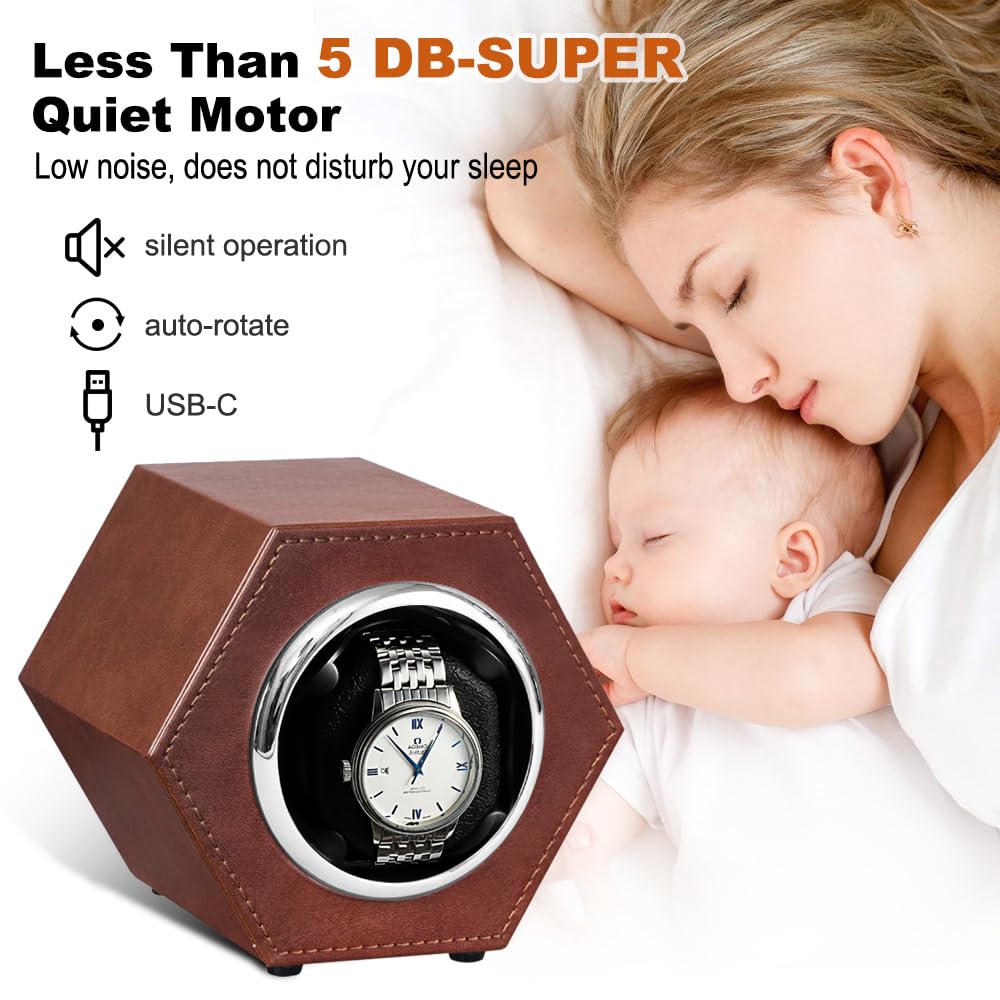 Automatic Single Watch Winder with Flexible Watch Pillow - Japanese Quiet Motor, USB Powered (Adapter Not Included) - Perfect Gift for Men & Women - Ideal for Watch Collectors & Luxury Timepiece Storage