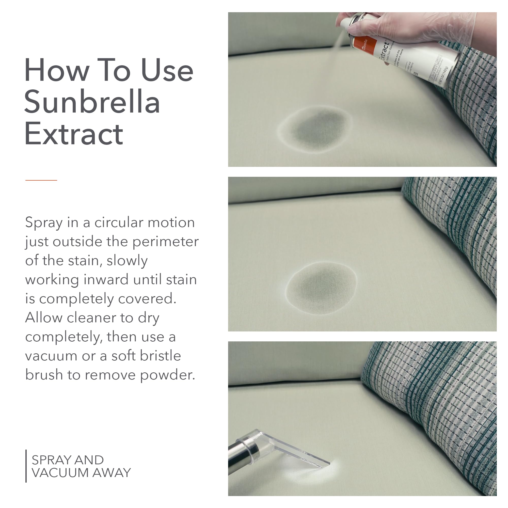 Sunbrella Extract Oil Stain Remover | Powerful Grease & Oil Stain Cleaner for Upholstery, Carpets & Fabrics | Fast-Drying, Non-Toxic Formula | PFAS-Free & Eco-Friendly | 5 oz Spray Bottle | Perfect for Sofas, Car Seats & Outdoor Furniture