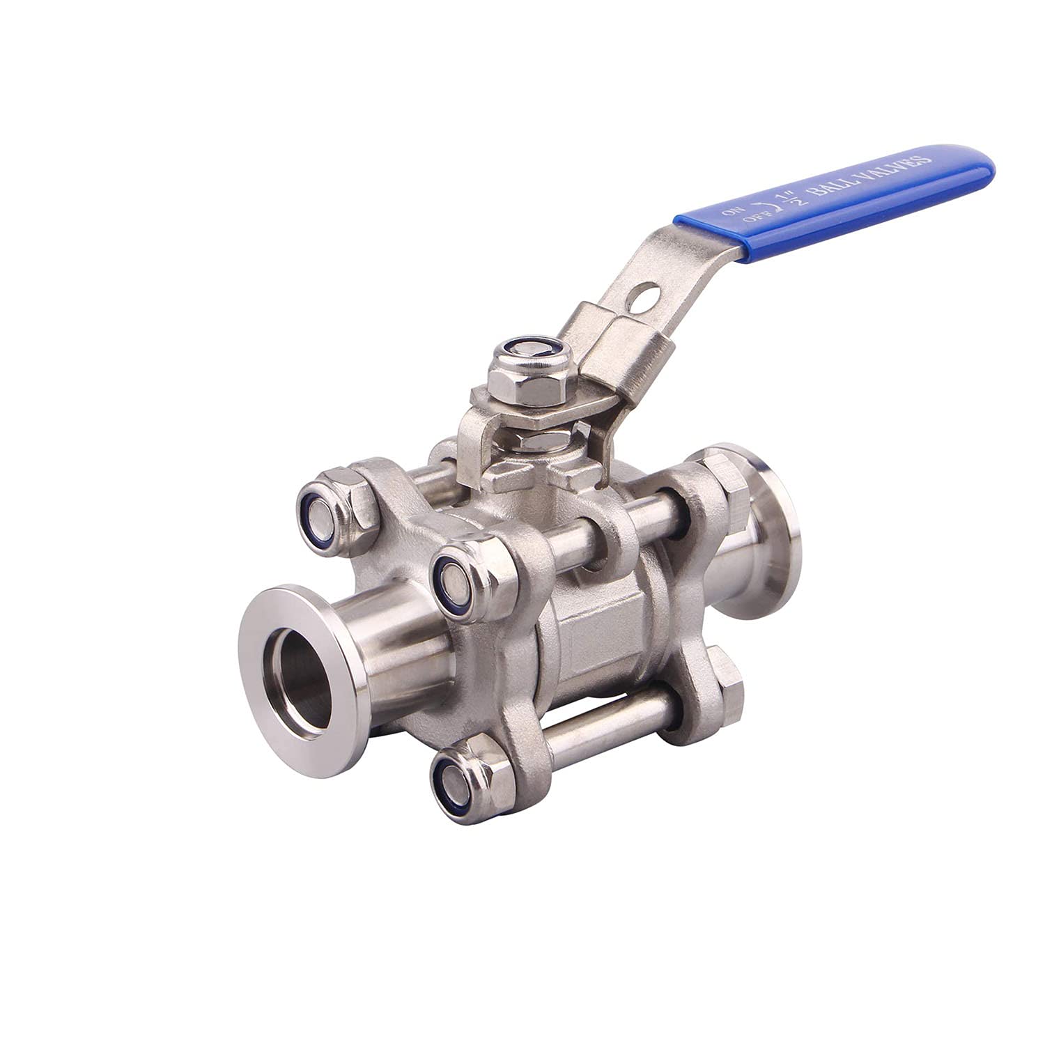 304 Stainless Steel KF40 High Vacuum Ball Valve with Blue Locking Handle - Fast Clamp Connection for Vacuum Systems | Ideal for Laboratory, Semiconductor & Industrial Applications