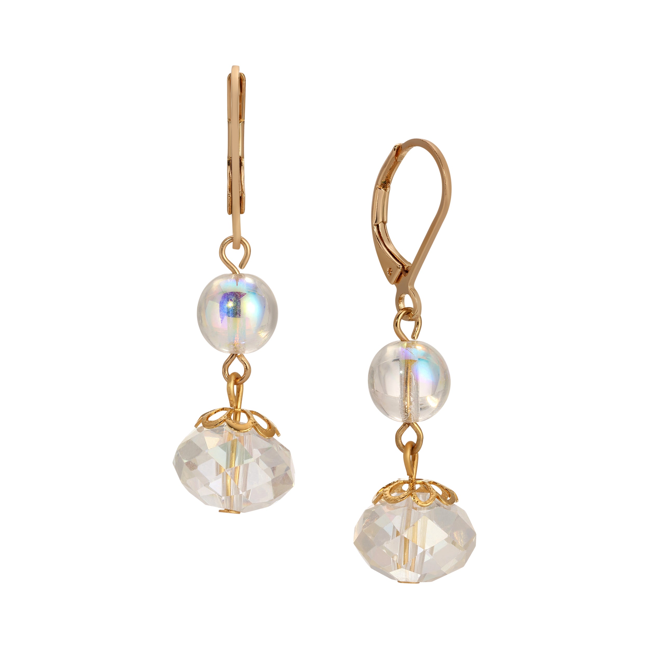 1928 Jewelry AB Crystal Magic Iridescent Dangling Earrings for Women - Vintage Style Rhinestone Drop Earrings for Party, Wedding & Evening Wear