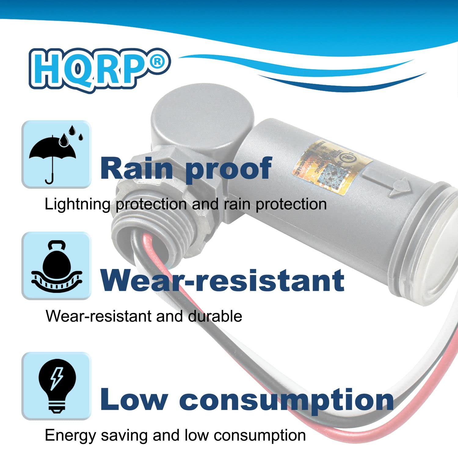HQRP 2-Pack Dusk to Dawn Photocell Light Sensor with Swivel Mount - Hardwired Photoelectric Switch for Outdoor Barn Lights, Backyard Lighting, Porch & Security Lights - Weatherproof Automatic On/Off Control for Energy Savings